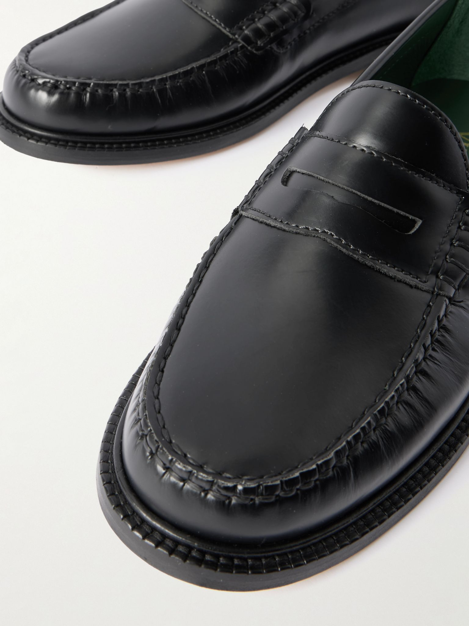 Yardee Polished-Leather Penny Loafers Black - 5