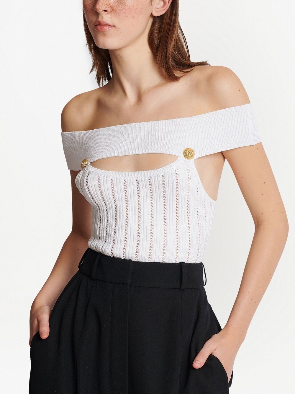 openwork knit bodysuit - 5