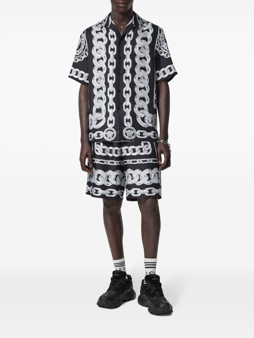 chain-link print shirt - 2