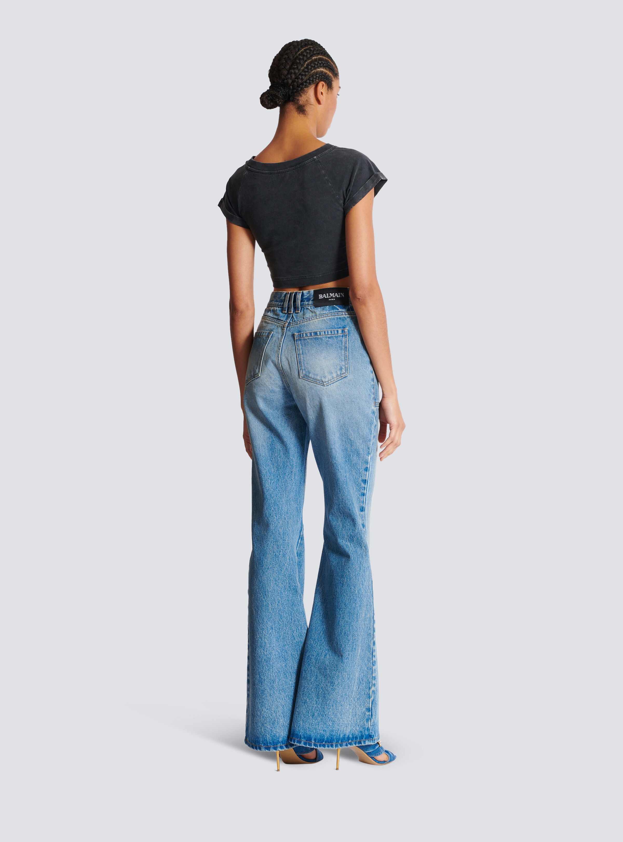 Cropped Balmain Couture embroidered T-shirt - 4