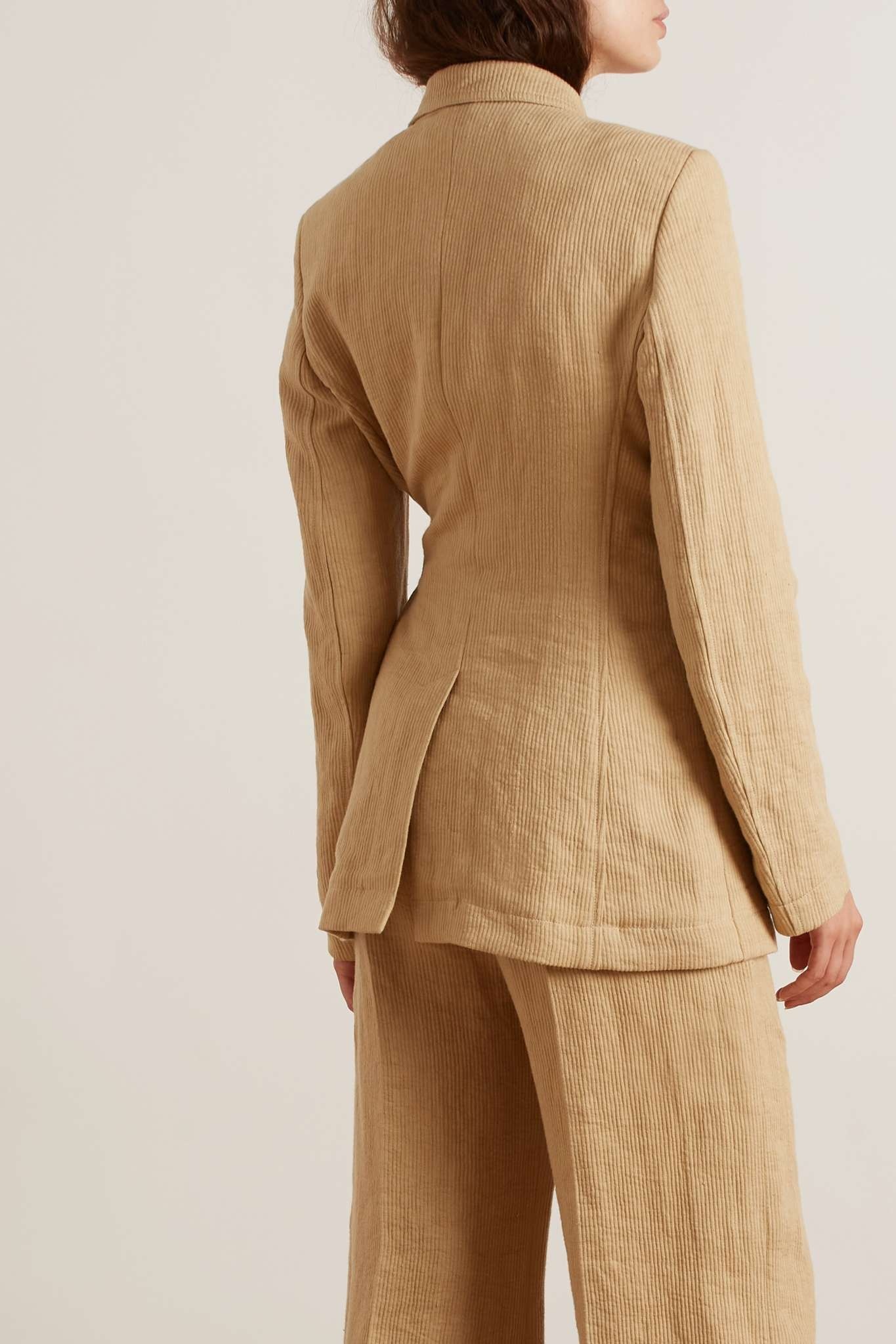 Tie-front organic linen-corduroy blazer - 4