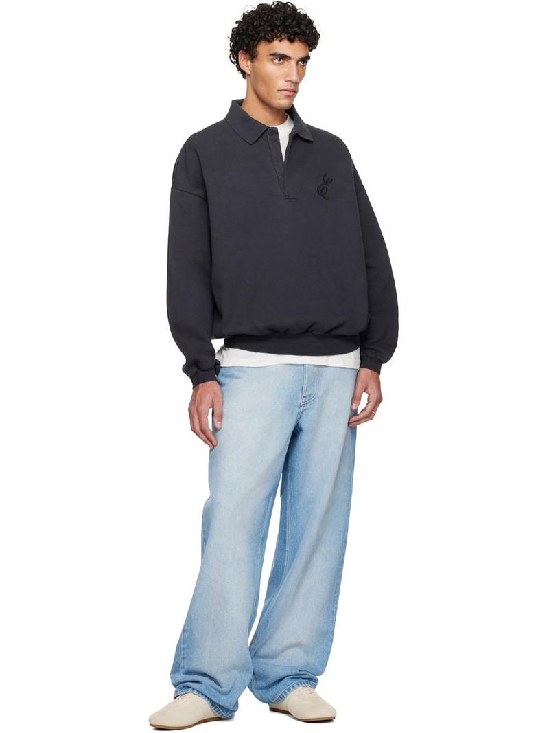 ESSENTIALS Black Holiday Embroidered Classic Polo outlook