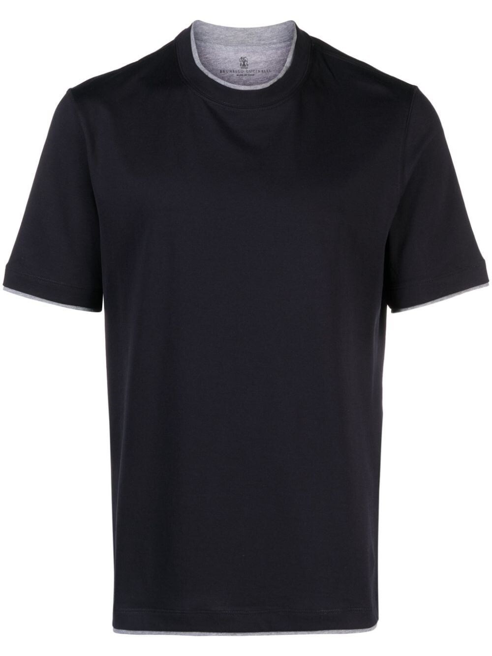 Crew-Neck T-Shirt With Faux-Layering - 1