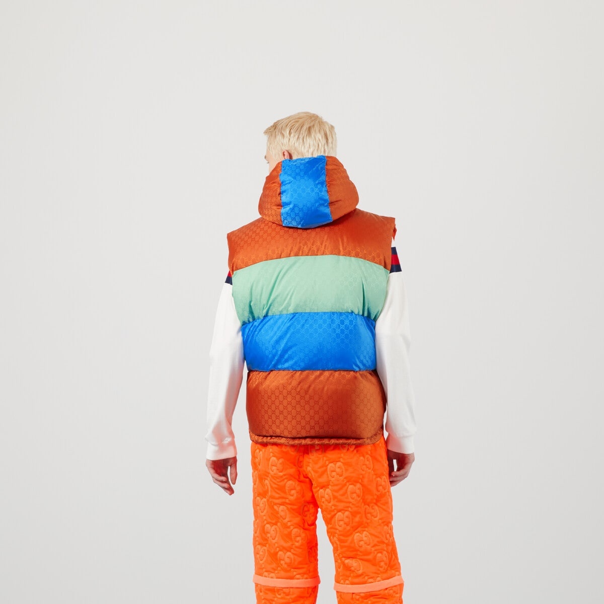 Colorblock GG jacquard down vest - 7