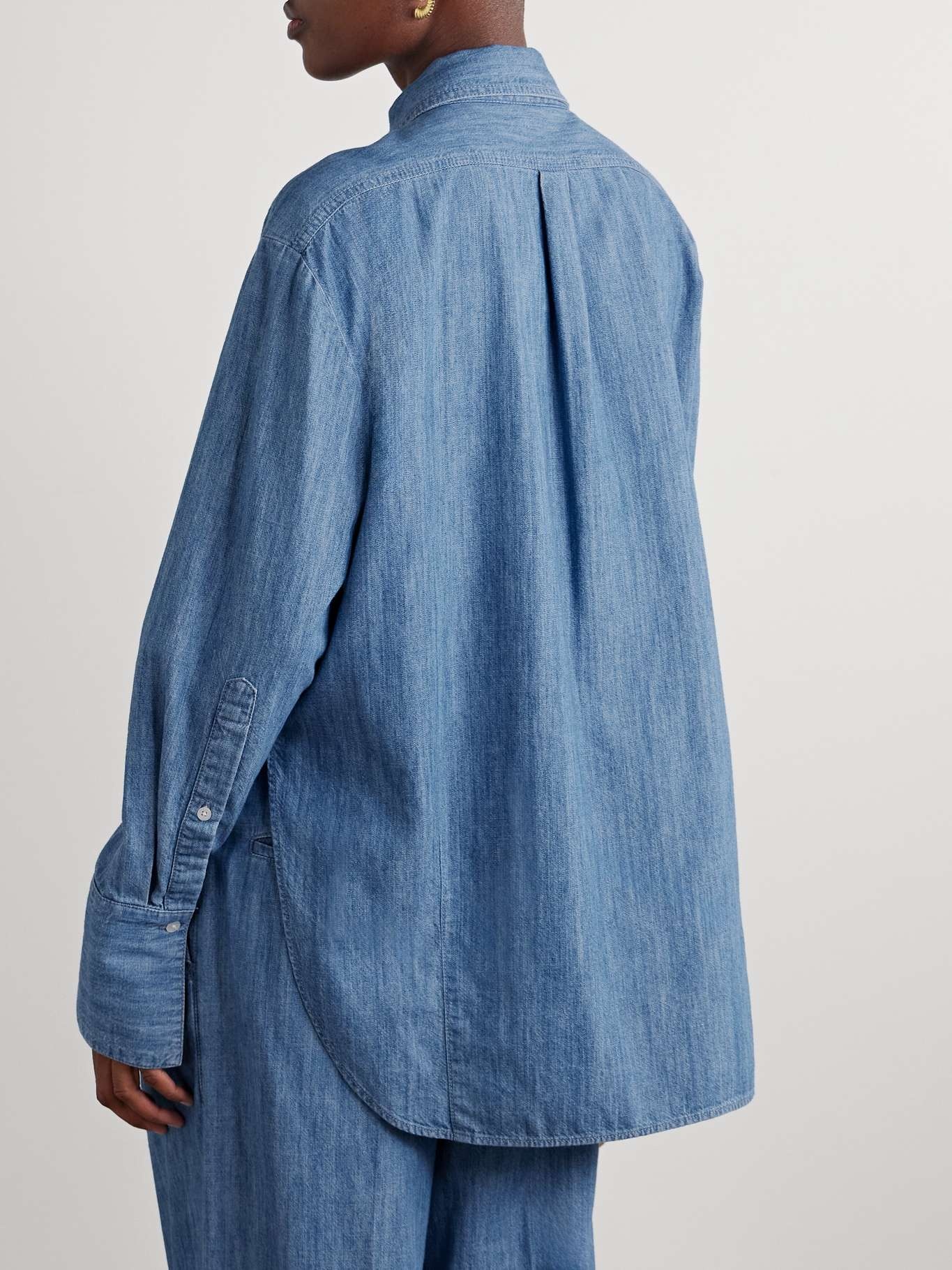 Oversized organic cotton-chambray shirt Blue - 4