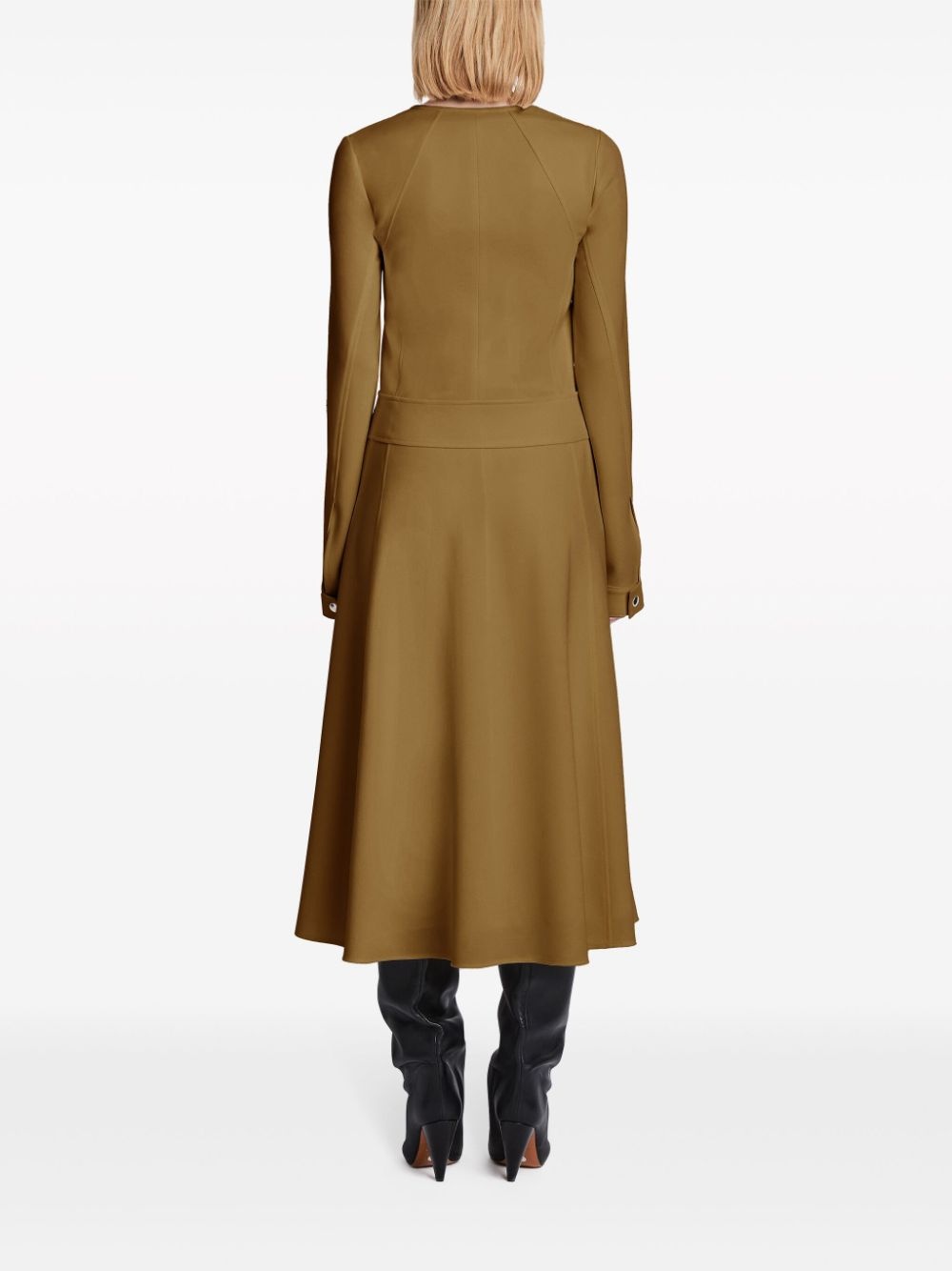 zipped-pocked long-sleeved midi dress - 4