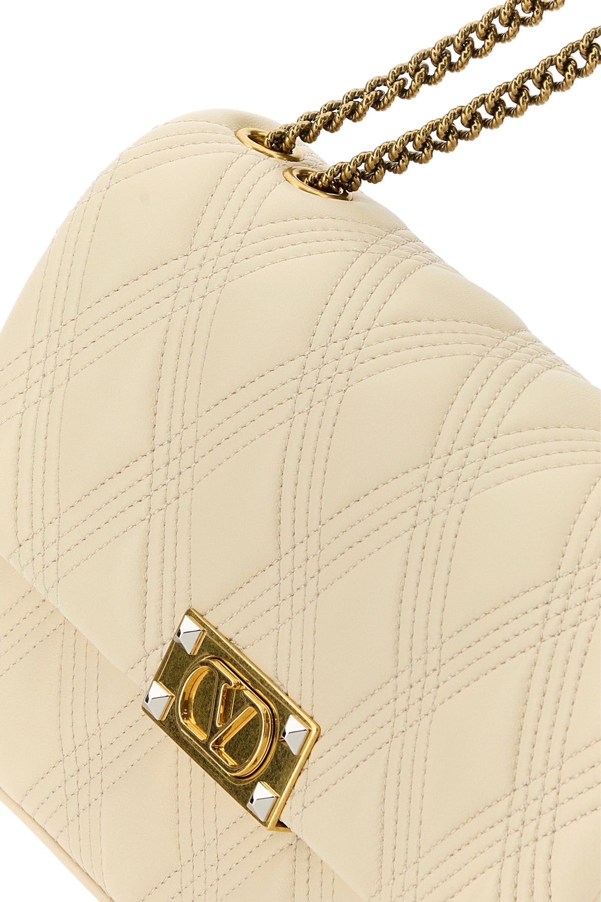 Ivory nappa leather large Quiltie 67 shoulder bag - 4