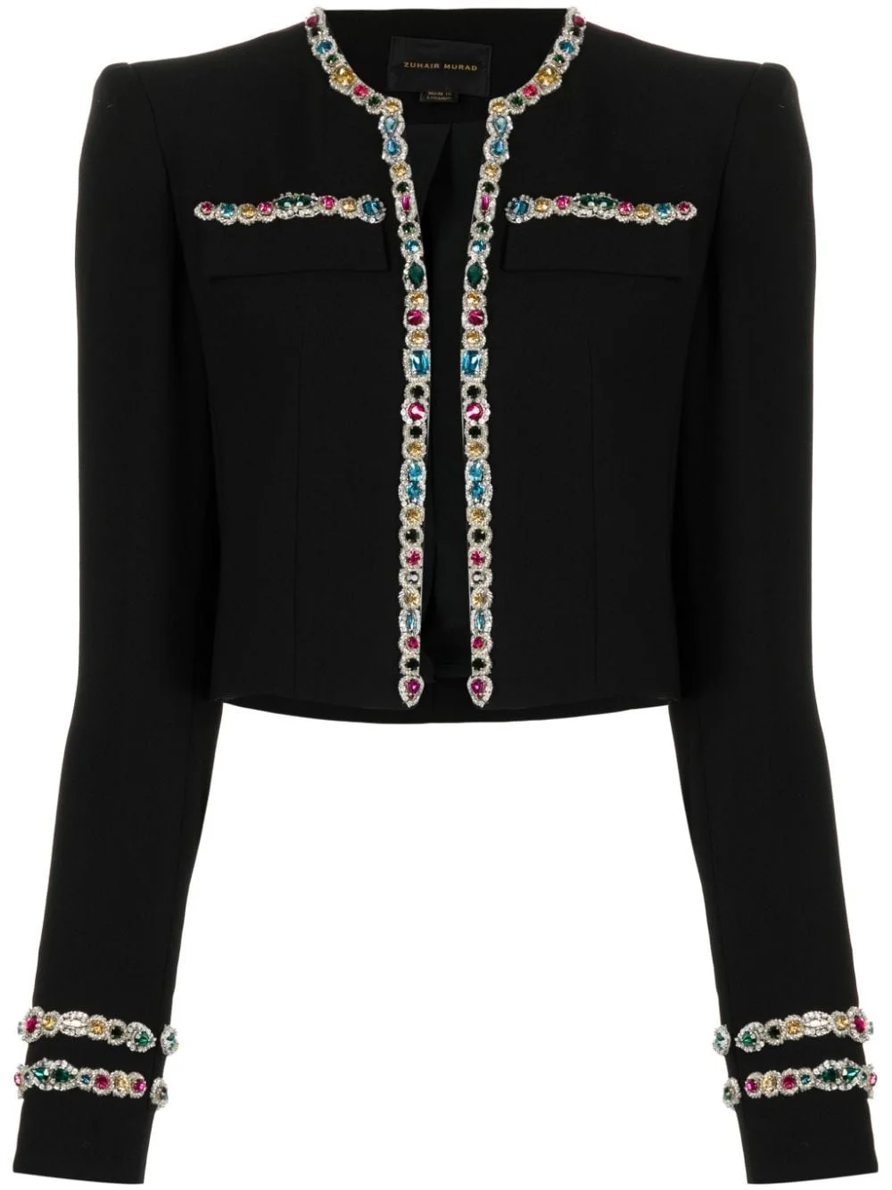 crystal-embellished cady cropped jacket - 1