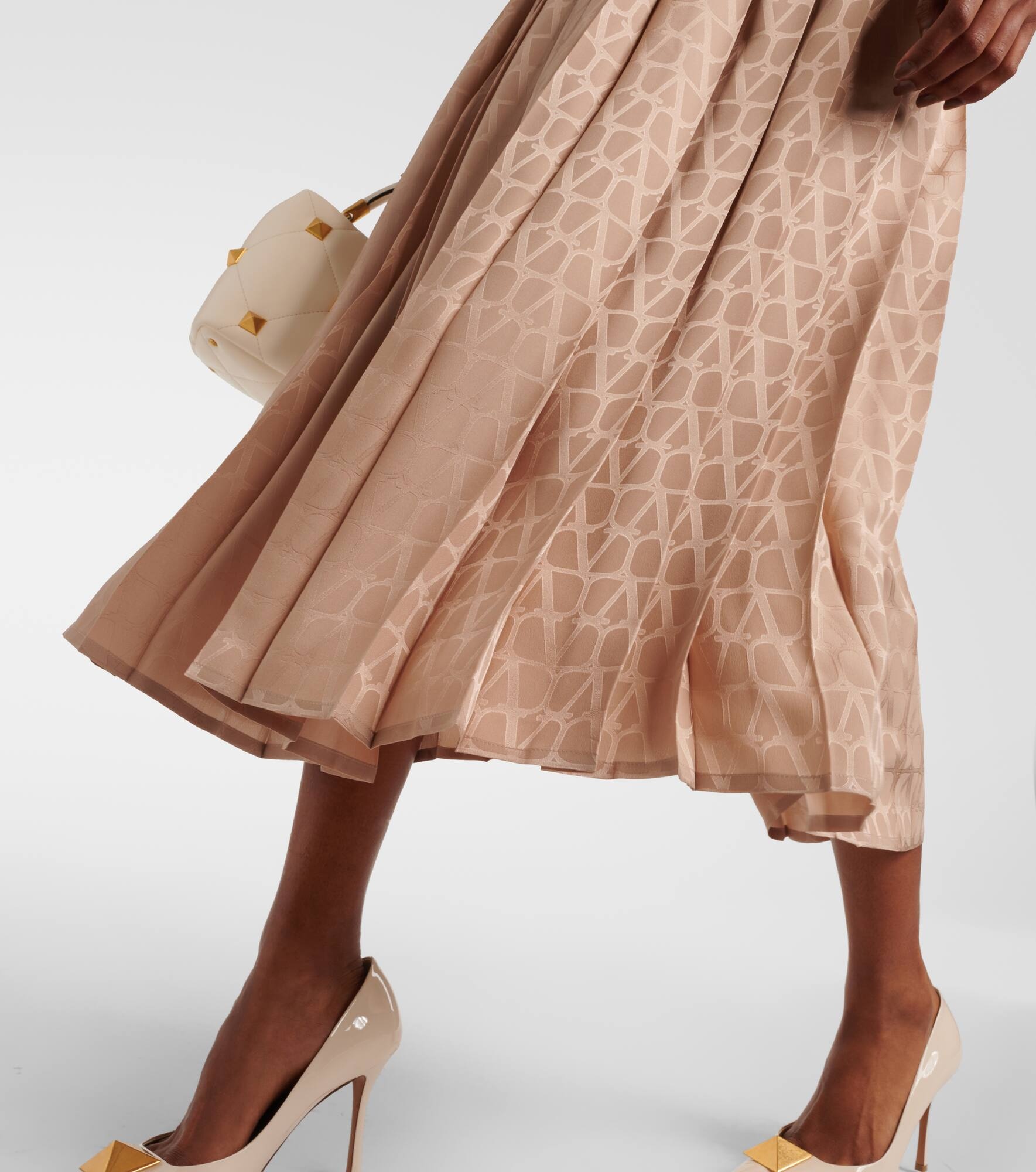 スカート Valentino Garavani Toile Iconographe Pleated Silk Skirt Toile Iconographe pleated silk midi skirt in pink