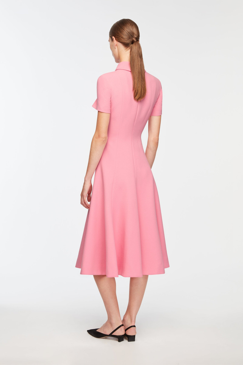 Feliciana Dress In Pink Sorbet Single Wool Crepe 4