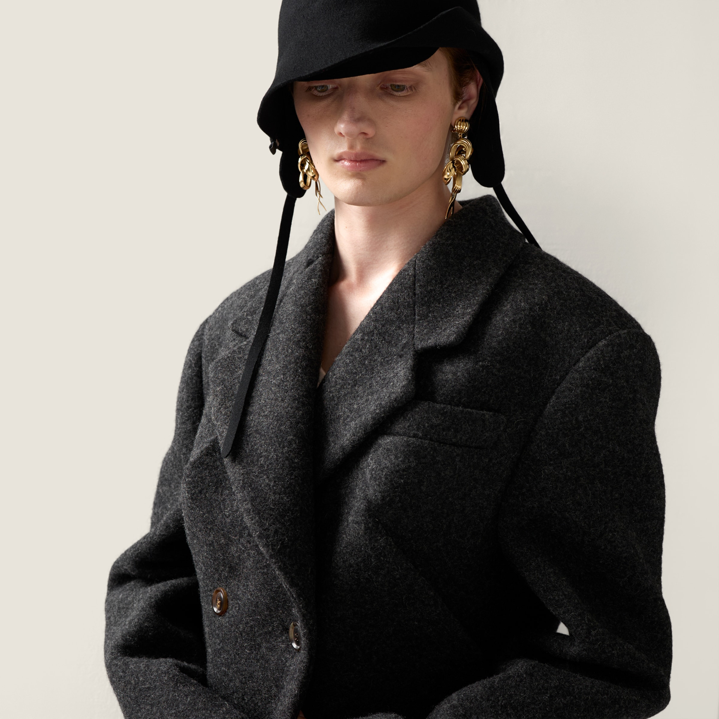 Double-breasted Shetland wool coat - 4