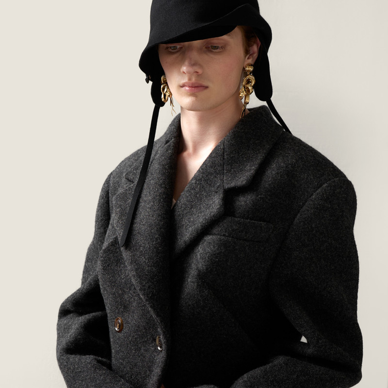 Double-breasted Shetland wool coat 4