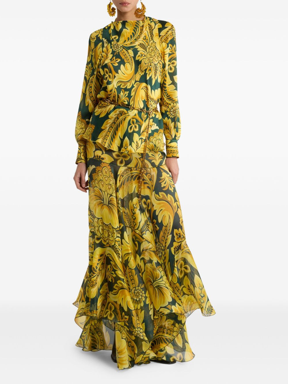 floral-print ruffled maxi skirt - 2