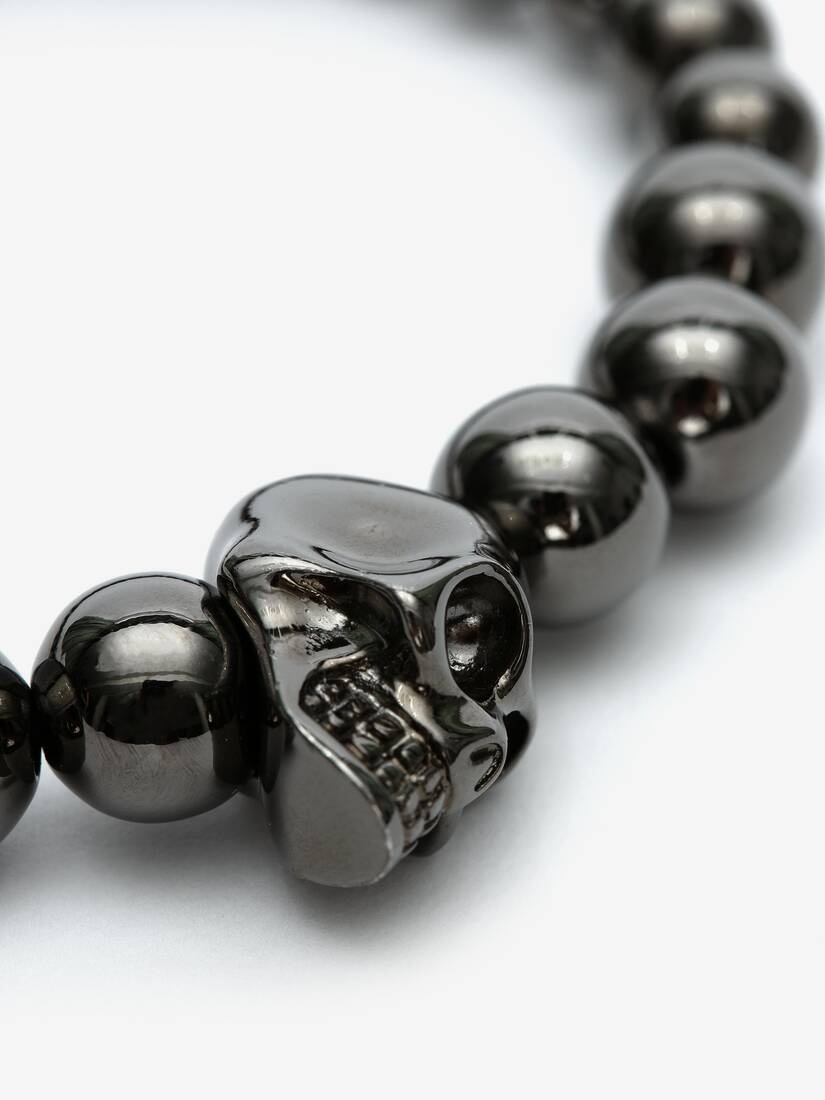 Skull Multi Beaded Bracelet in Ruthenium - 3