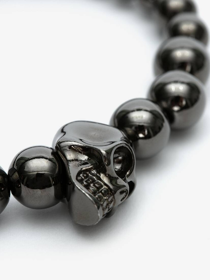 Skull Multi Beaded Bracelet in Ruthenium 3
