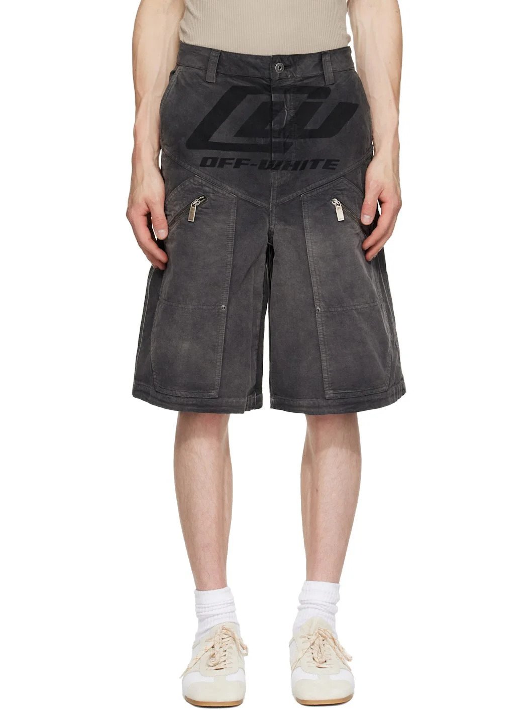 Black Owr Grad Cot Carpenter Shorts - 1