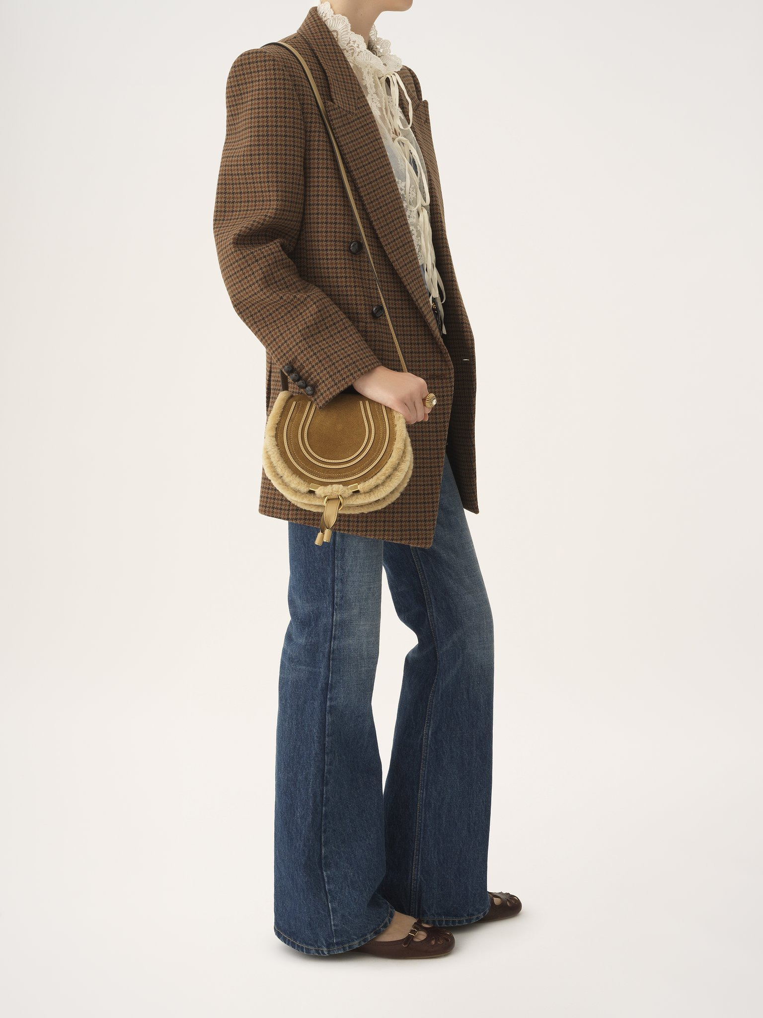 SMALL MARCIE SADDLE BAG IN SUEDE LEATHER & SHEARLING - 8