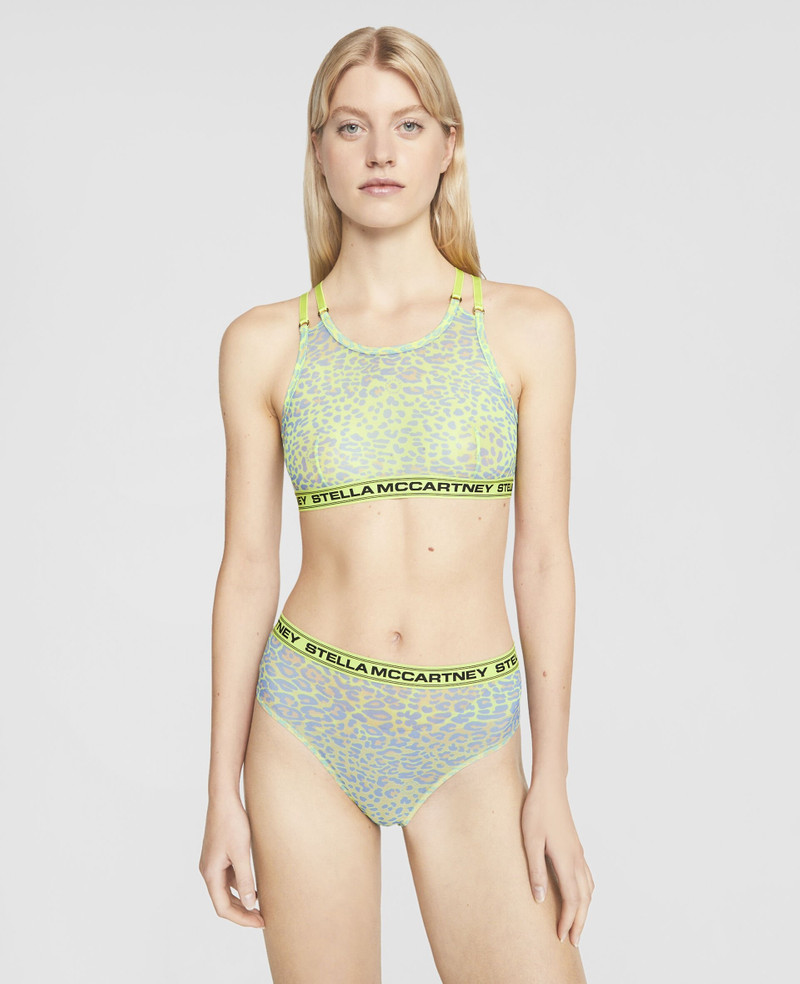 Stella McCartney Leopard Print Mesh High Waist Bikini Briefs outlook