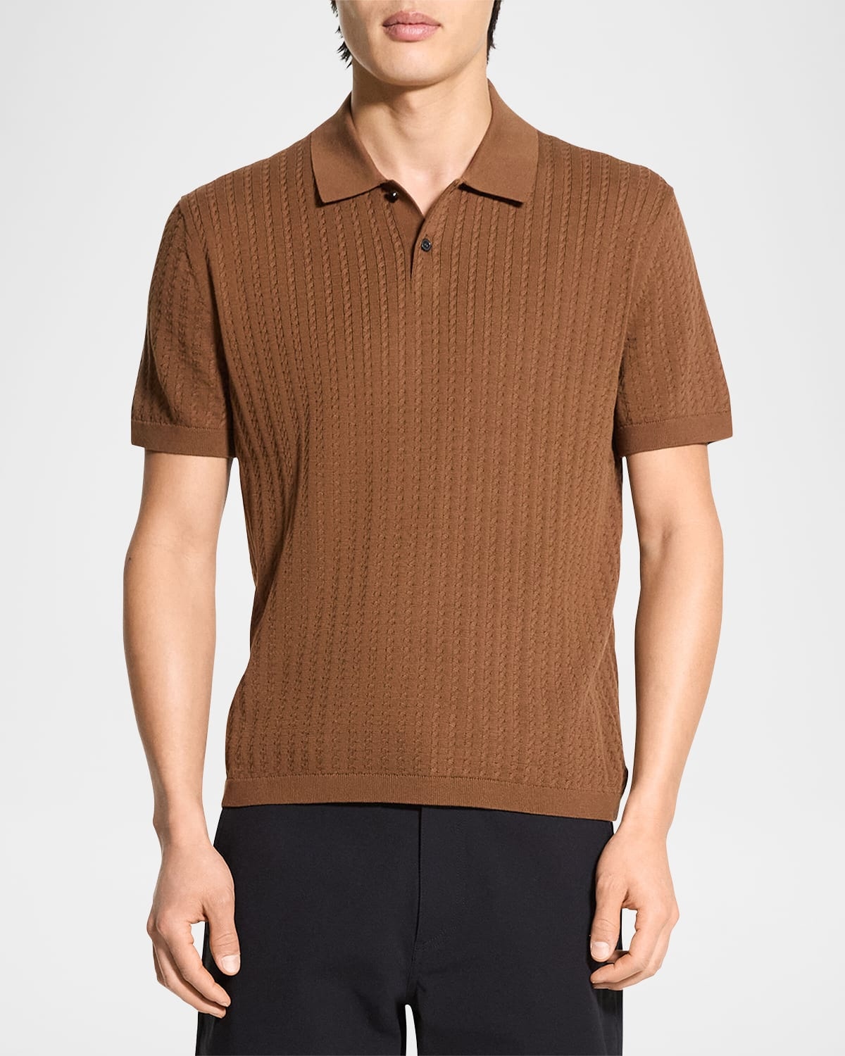 Men's Cable-Knit Polo Sweater - 4