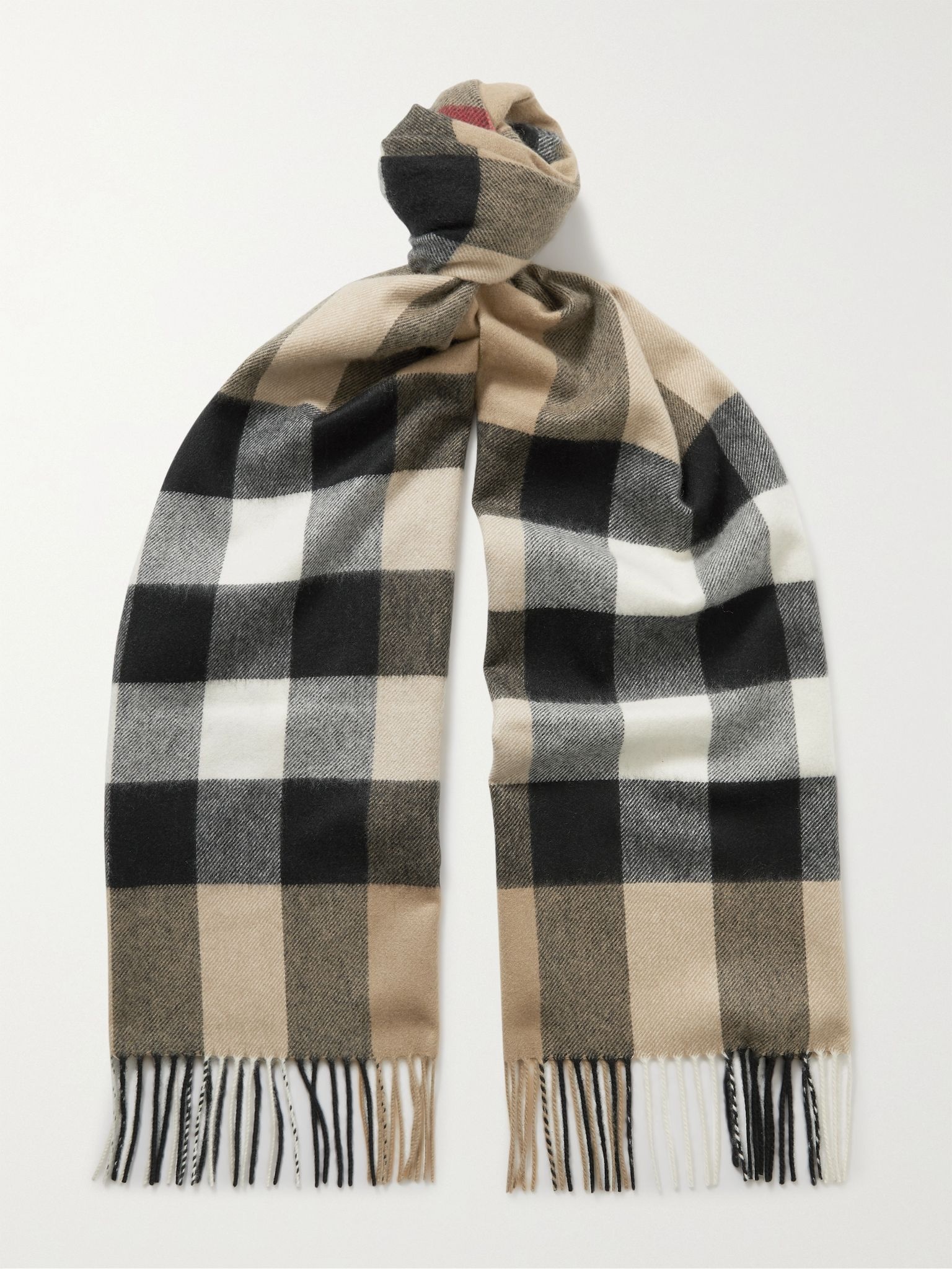 Fringed Checked Cashmere Scarf - 1