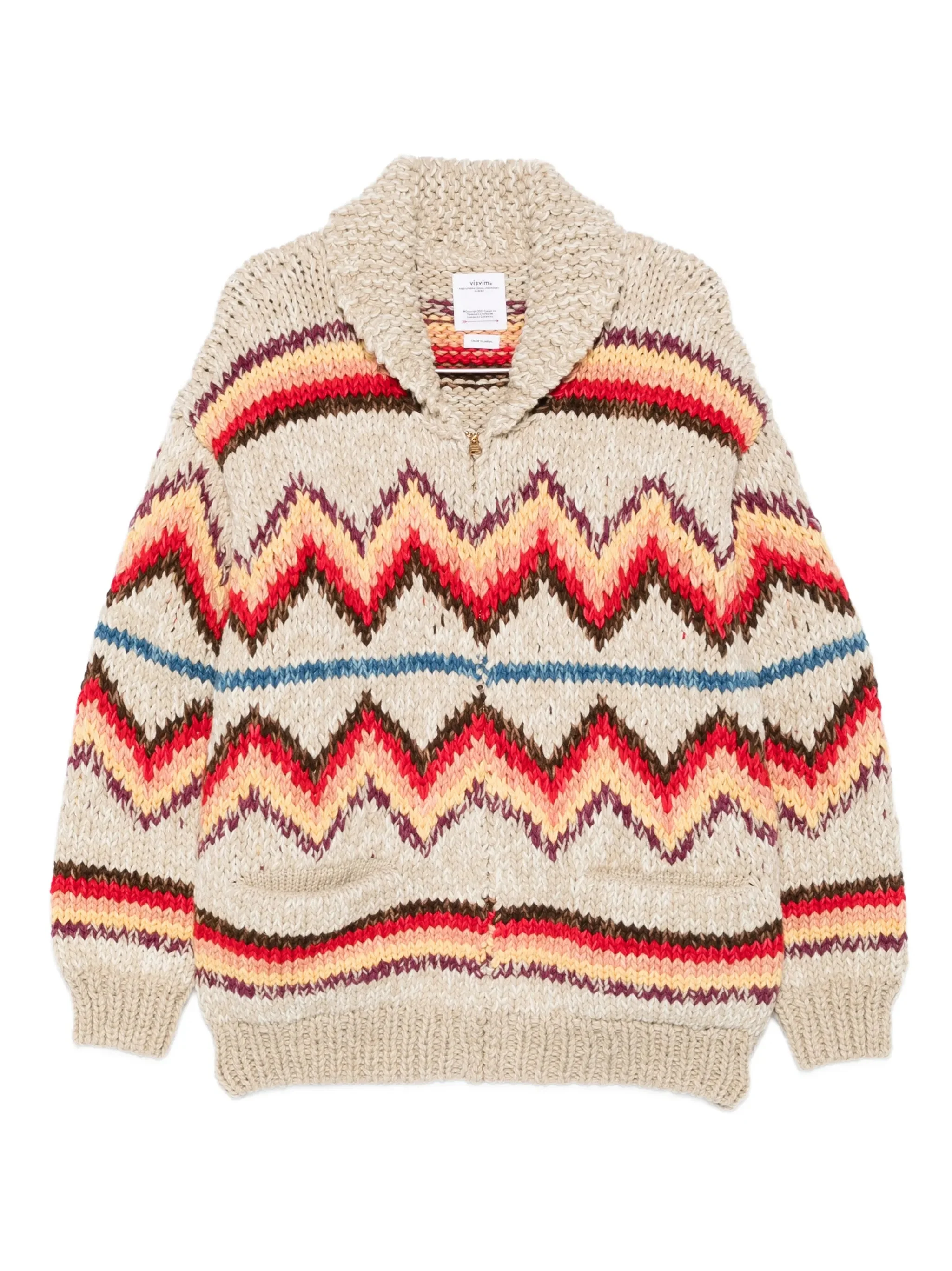 zigzag-pattern knit cardigan - 1