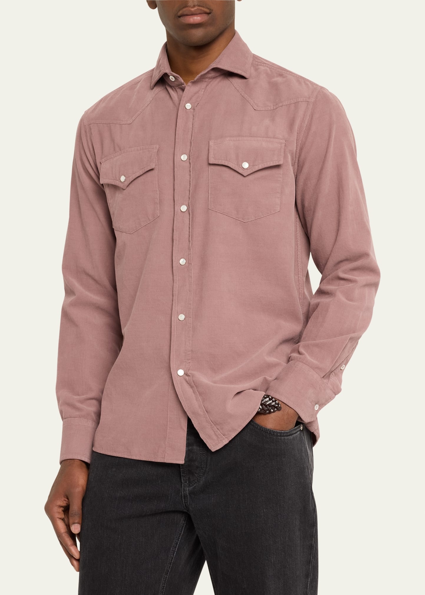 Men's Cotton Corduroy Western Shirt - 4