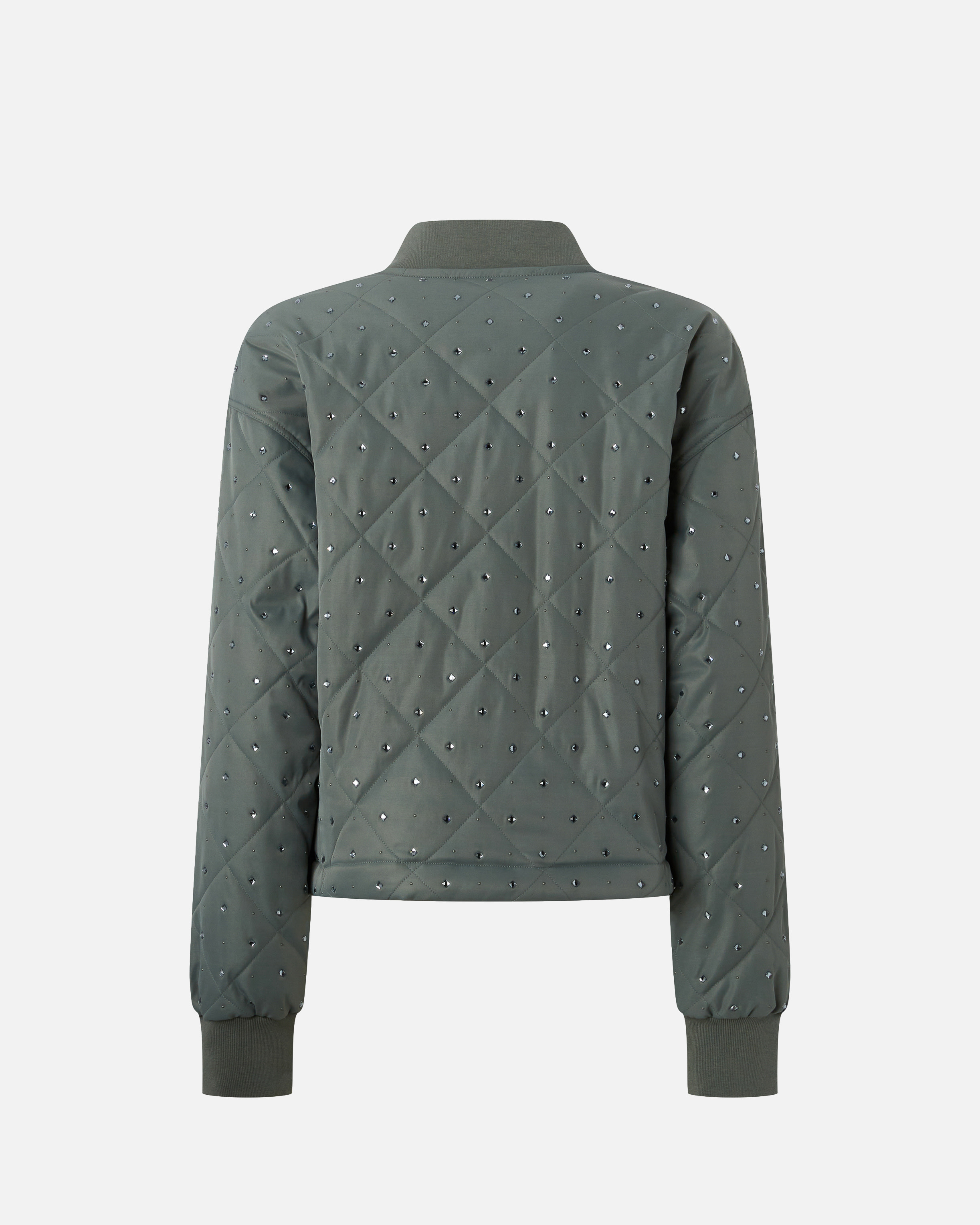 QUILTED BOMBER JACKET WITH RHINESTONES AND STUDS - 2