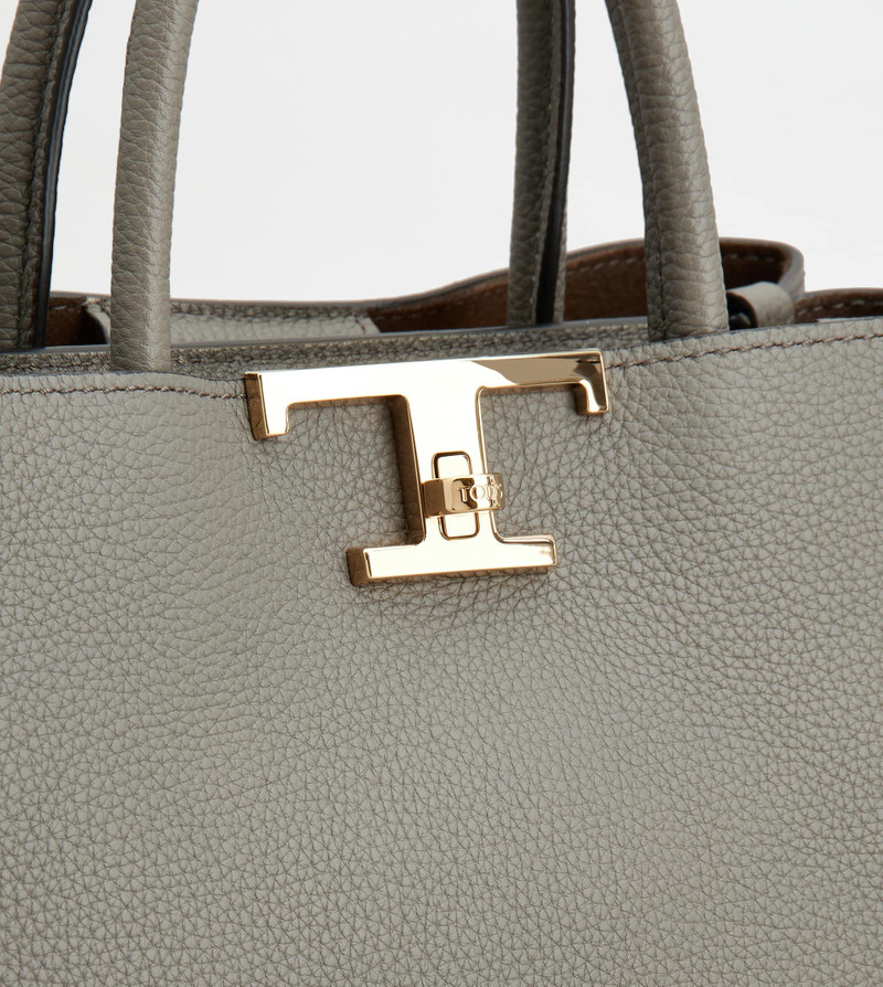 T TIMELESS SHOPPING BAG IN LEATHER SMALL - GREY 8