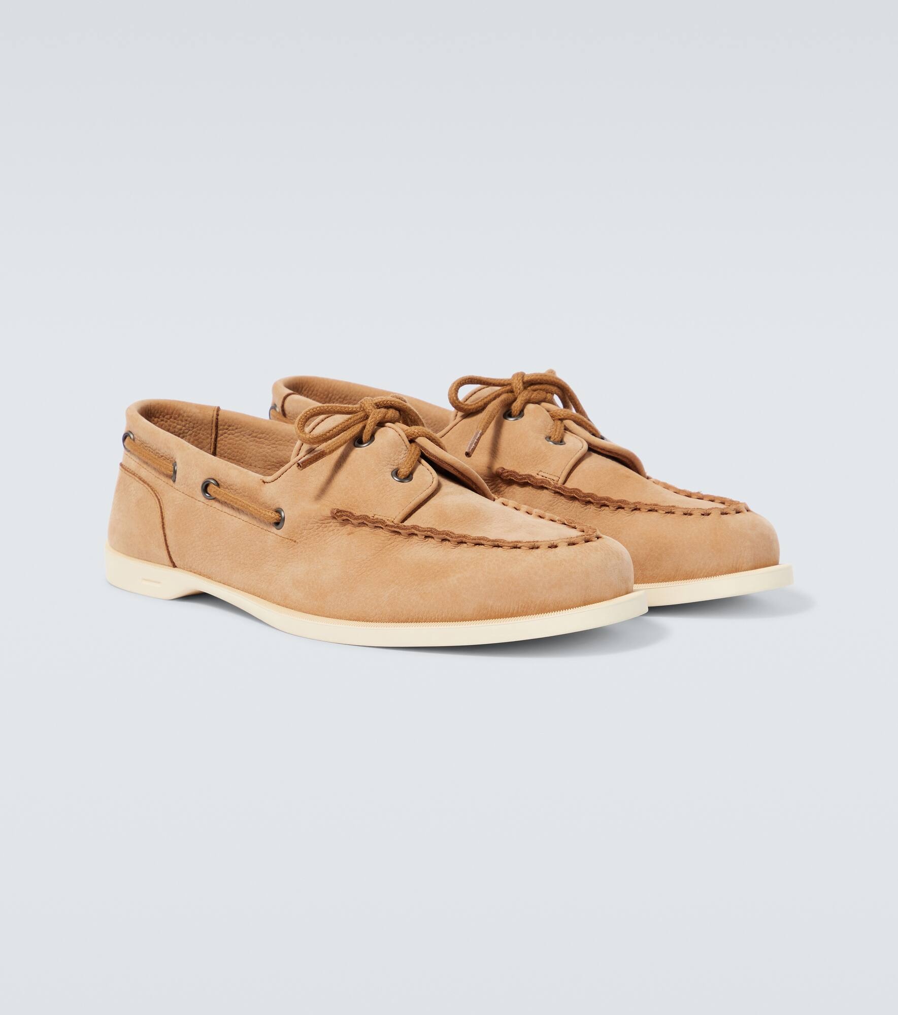 Foil leather boat shoes - 5