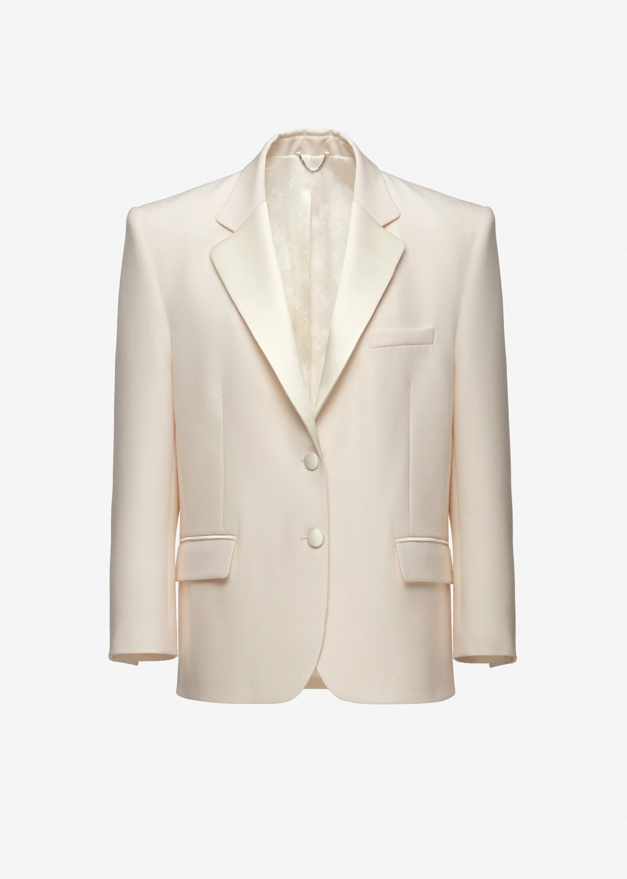 Single-breasted tuxedo blazer in ivory - 1
