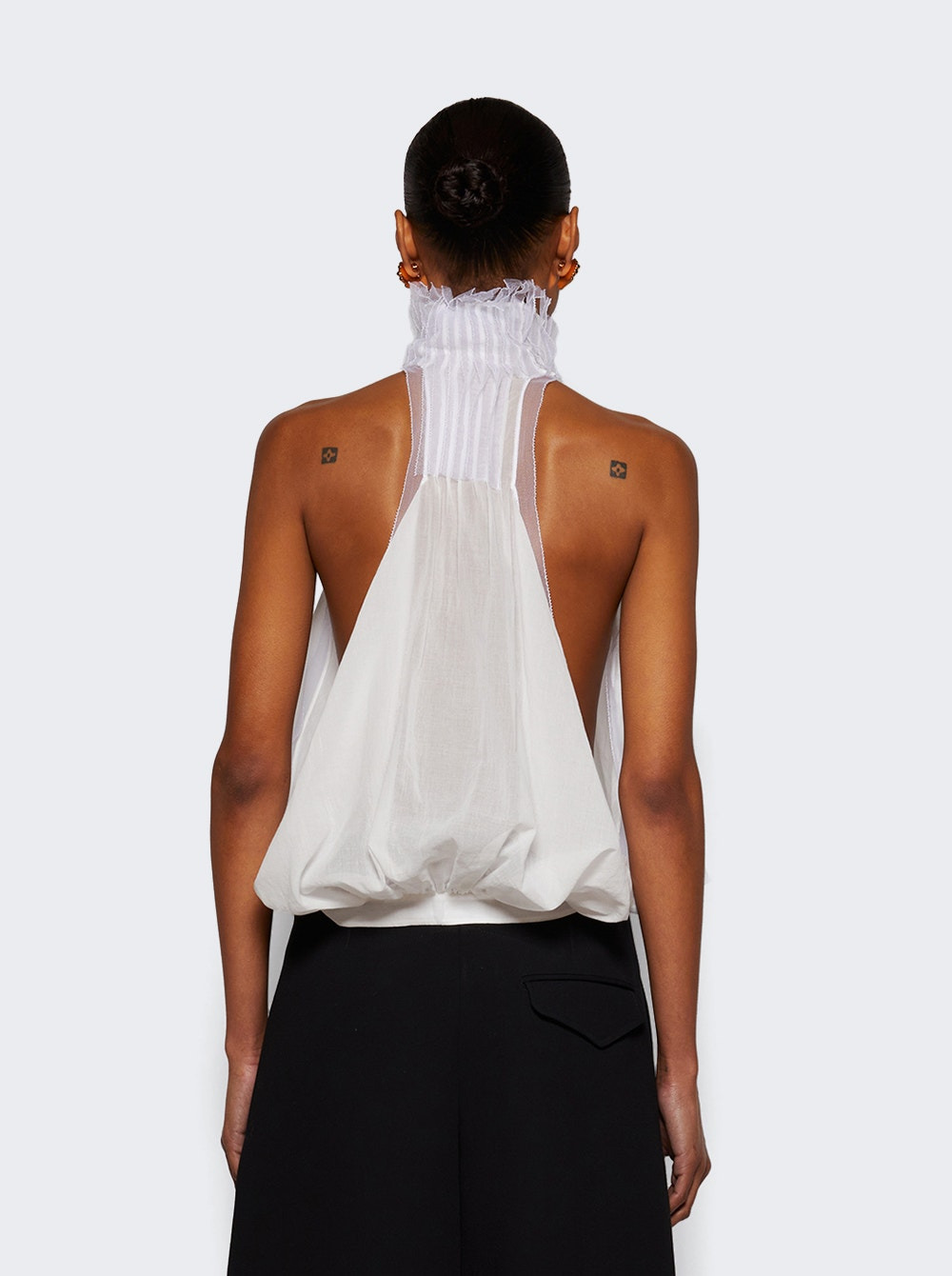 Vanished Pintucked Halter Top White - 4