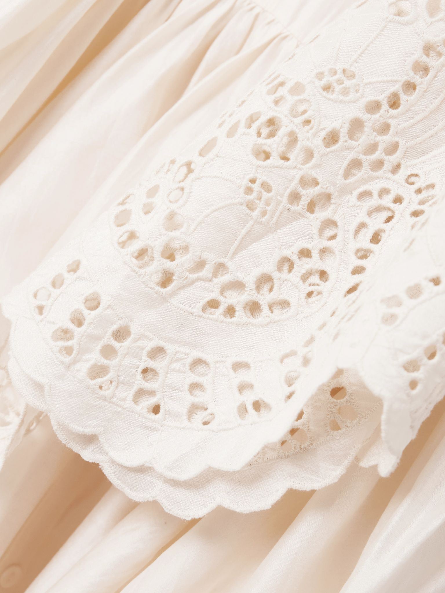 Basil scalloped broderie anglaise cotton and silk-blend mini dress White - 4