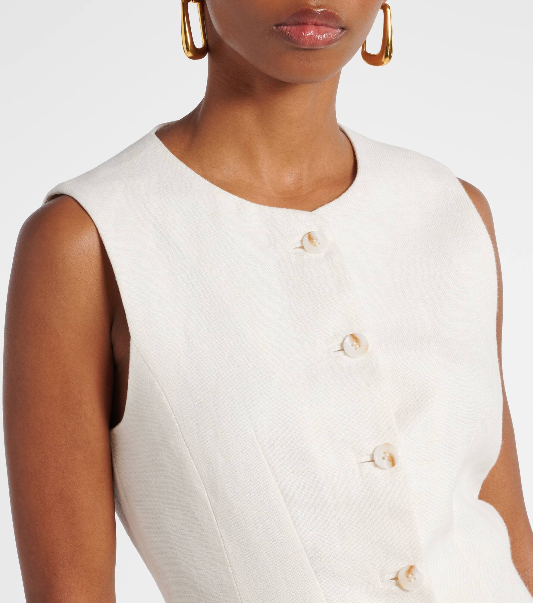 Matilda ruffled linen vest - 4