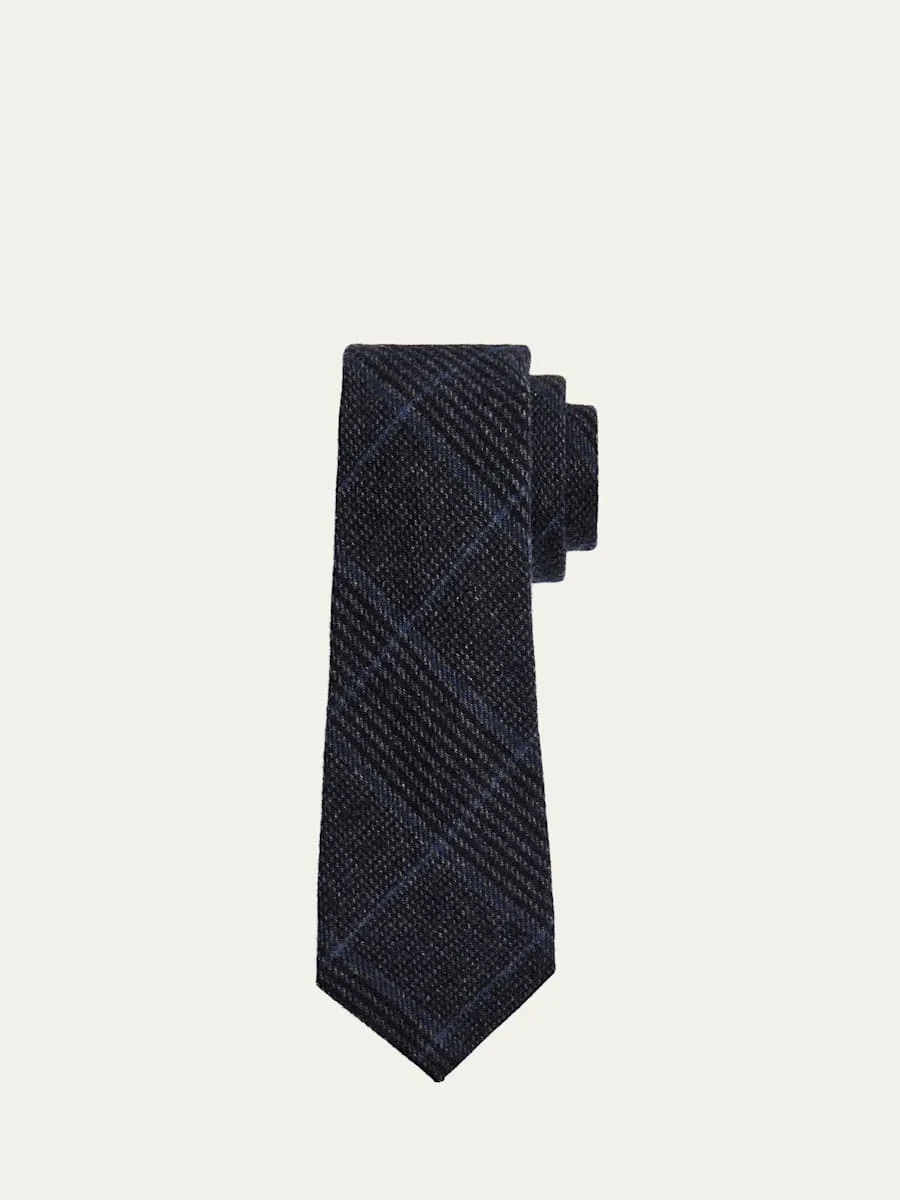 Men's Wool, Silk and Cashmere Glen Plaid Tie - 1