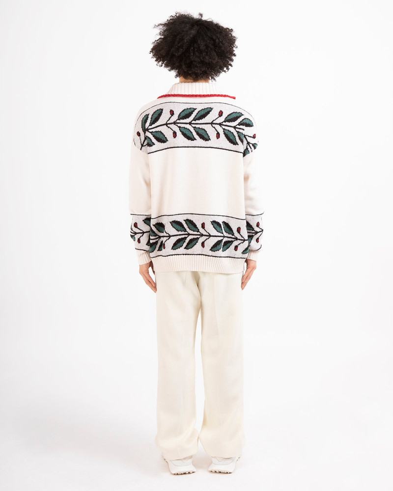 White Red Diamond Logo Zip Up Knit 5