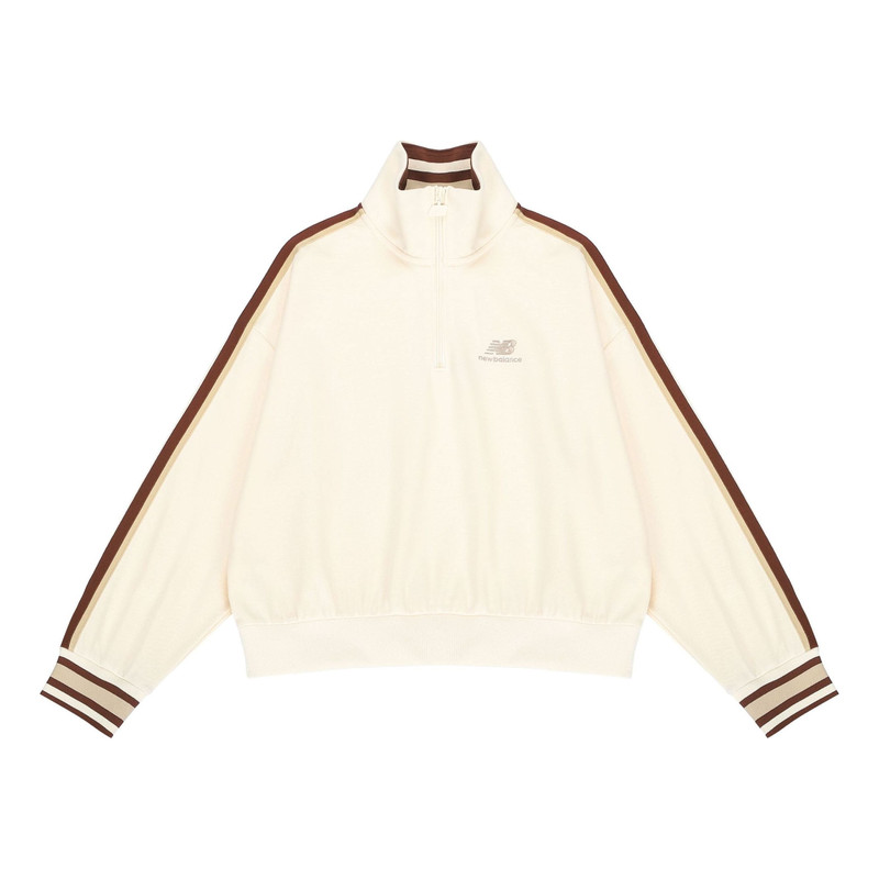 (WMNS) New Balance Half Zip Sweatshirt 'Cream White Red' AWT23561-MCU 1