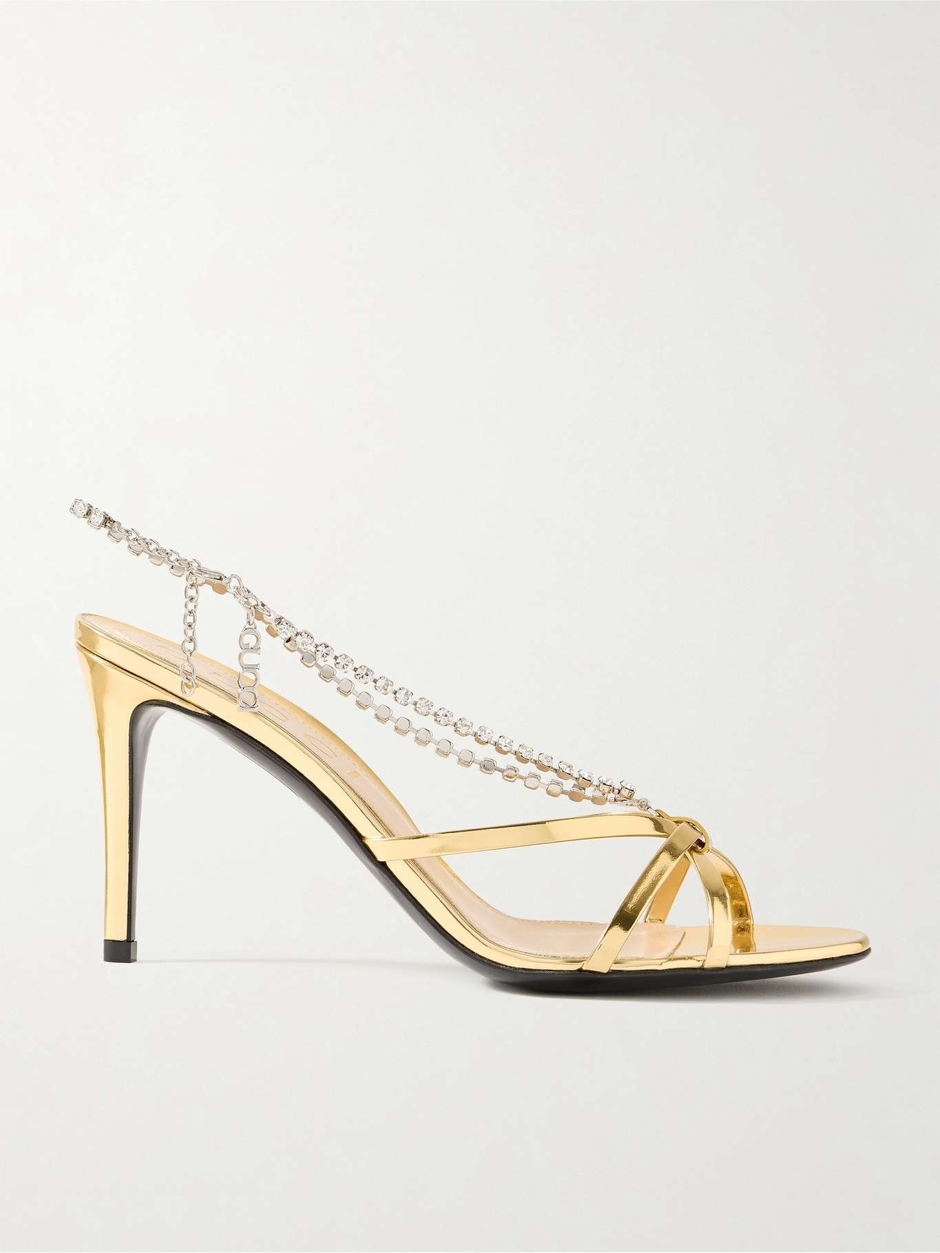 Heloise crystal-embellished metallic leather sandals - 1