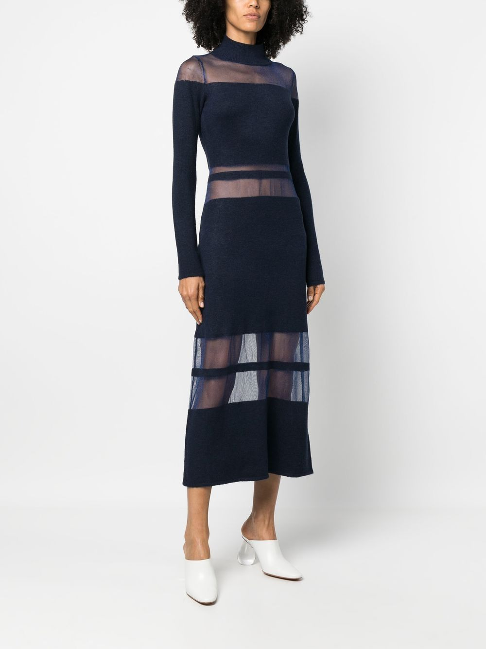 panelled high neck maxi dress - 3