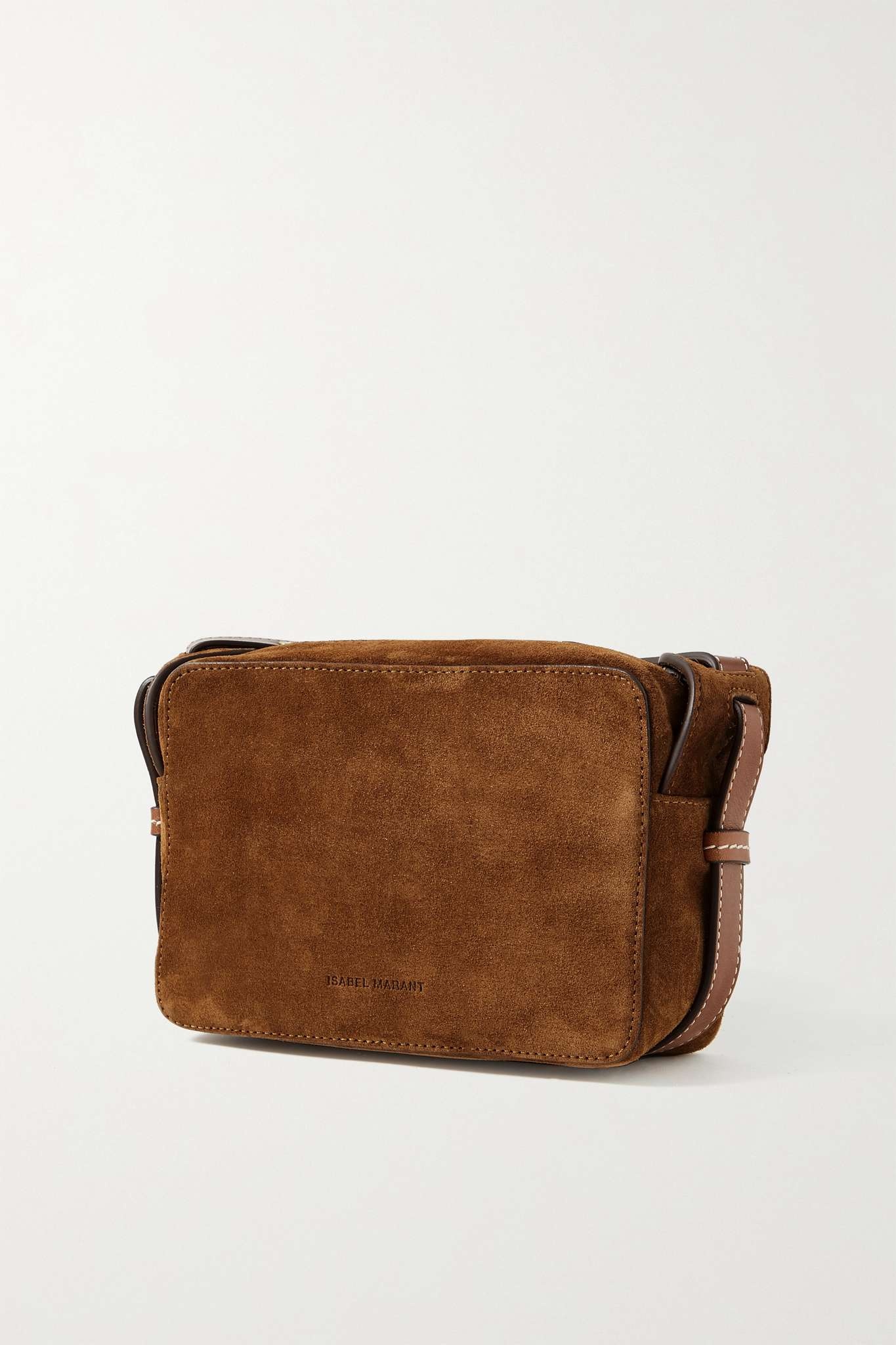 Wasy leather-trimmed suede shoulder bag - 3