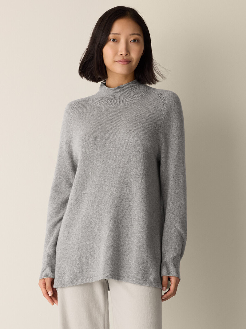 EILEEN FISHER Cotton & Recycled Cashmere Turtleneck Long Top outlook