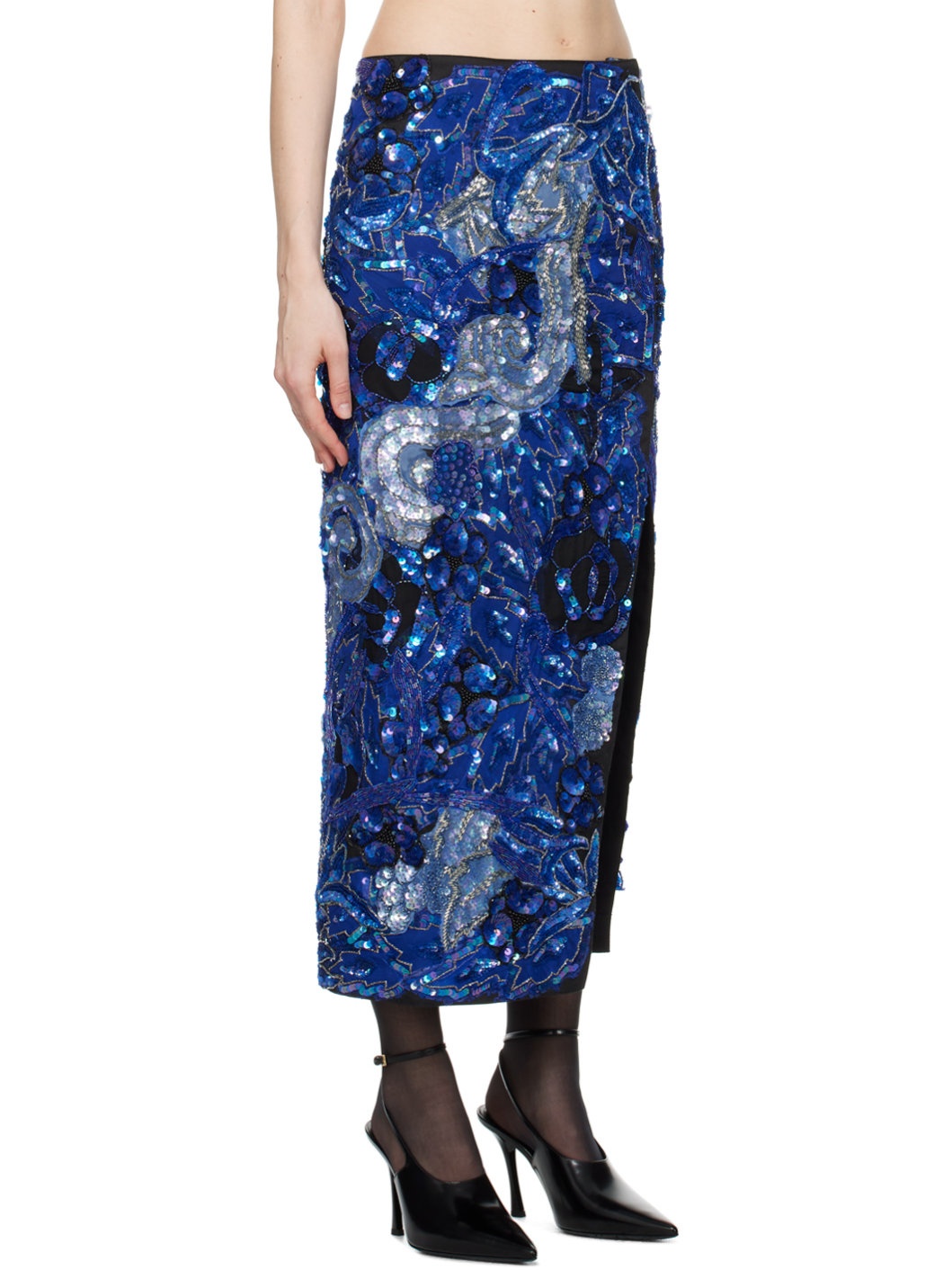 Blue Sequin Maxi Skirt - 2