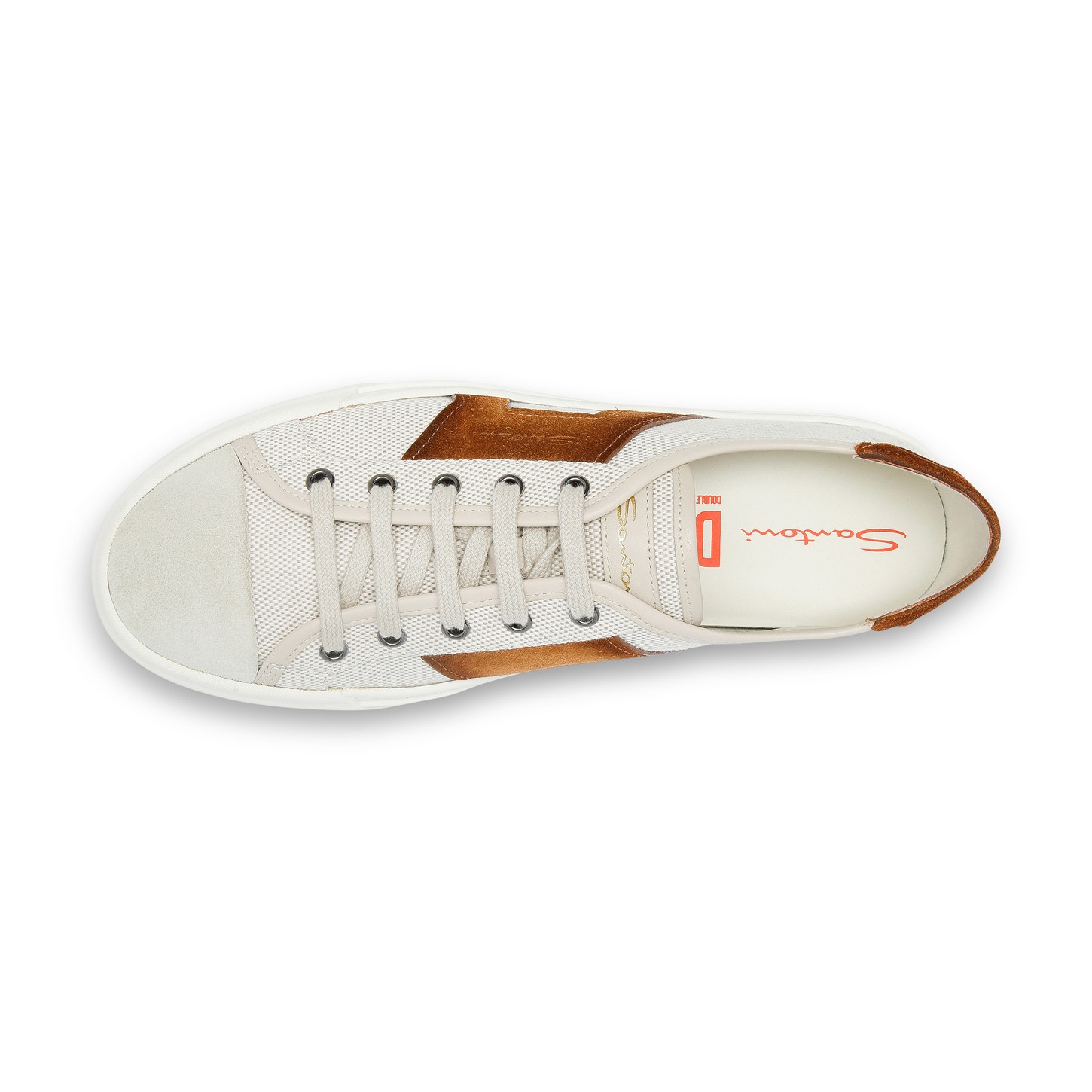 Men's beige and brown canvas and suede Double Buckle Sneaker - 5