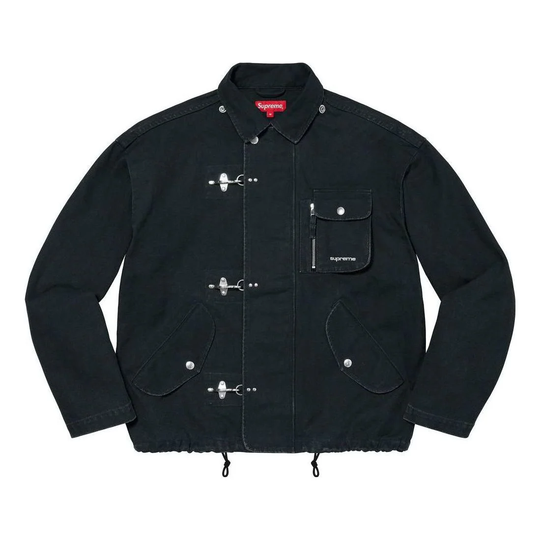 대 캔버스 클립 재킷 '블랙 화이트'SUP-SS23-062 - 1