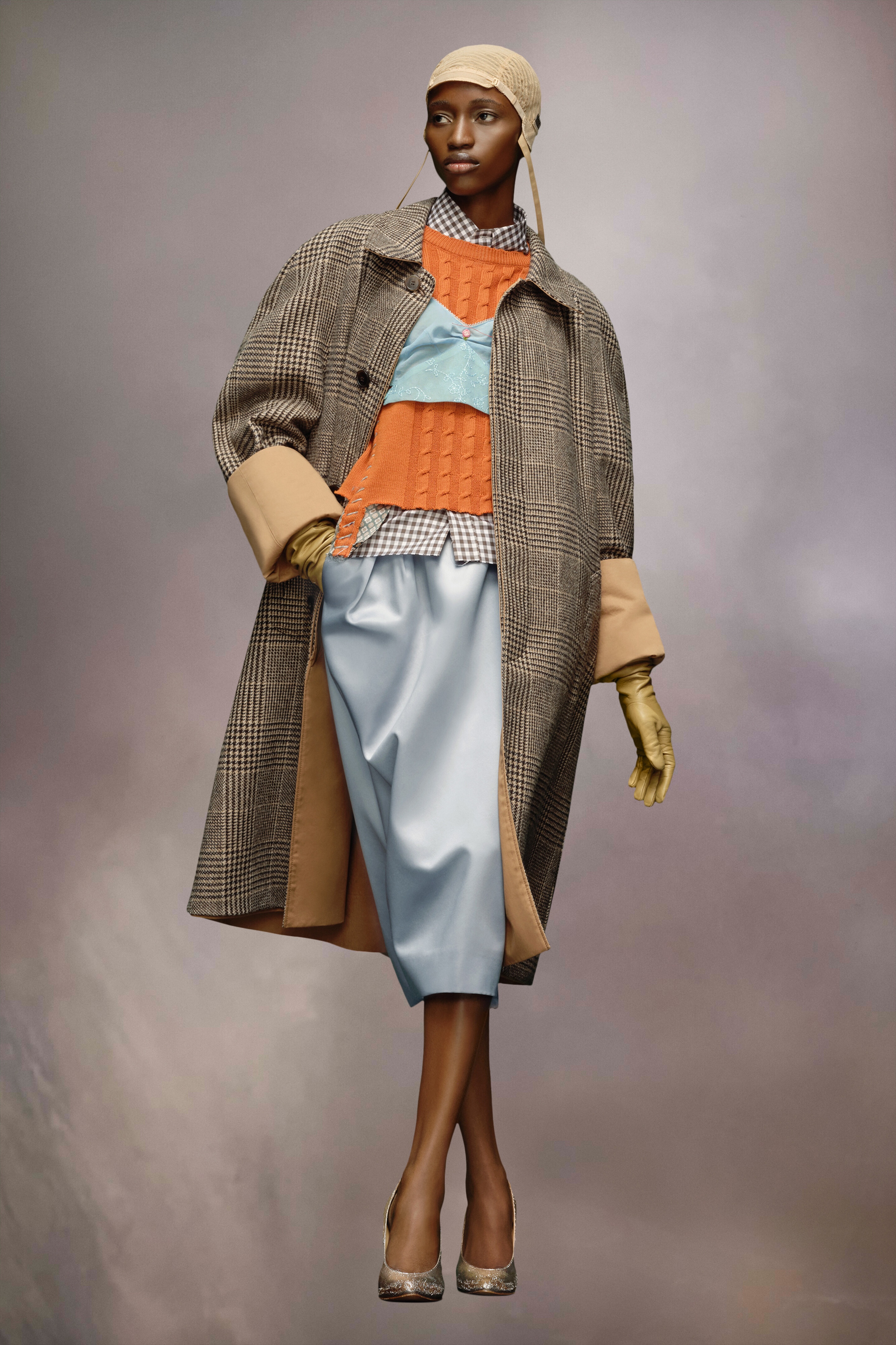 Check wool trench coat - 3