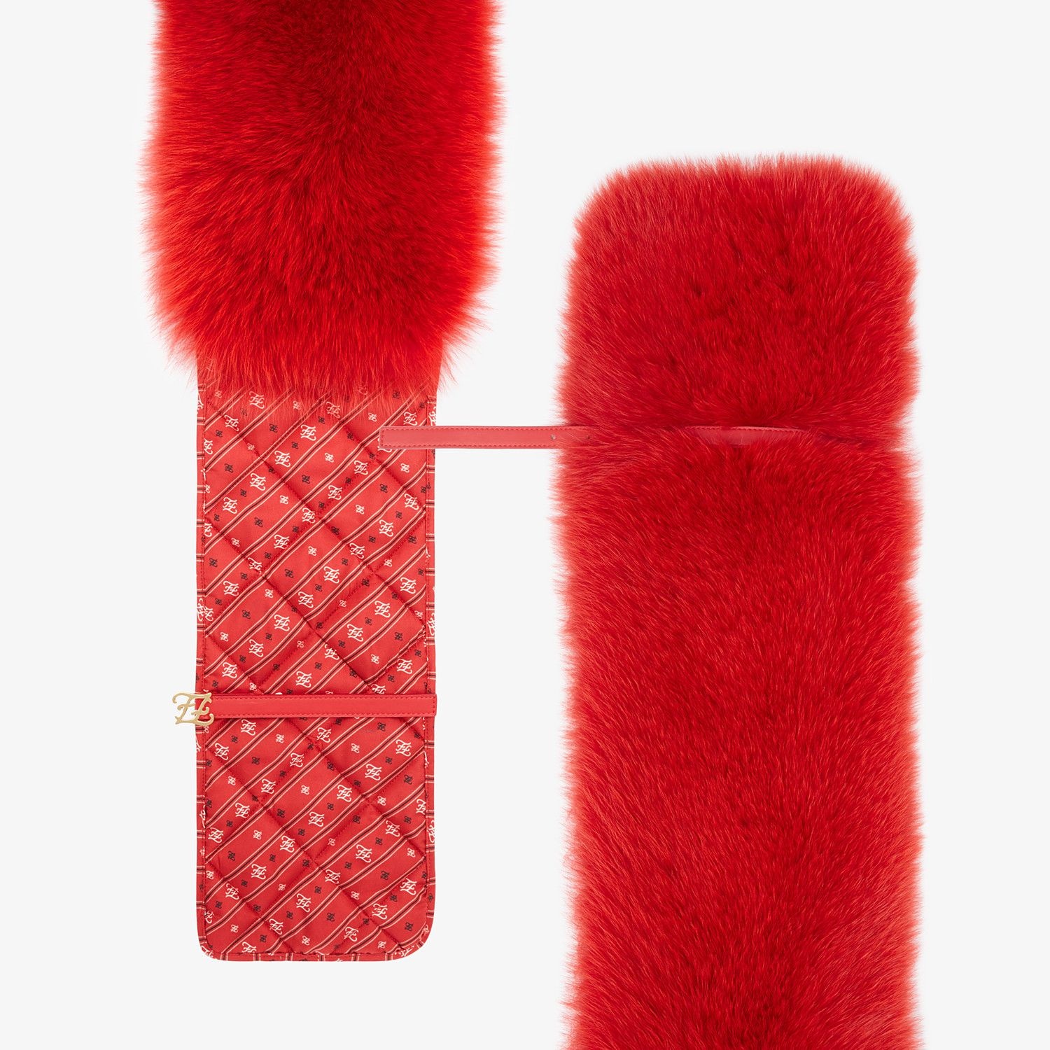 Stole in red fox fur and silk - 1