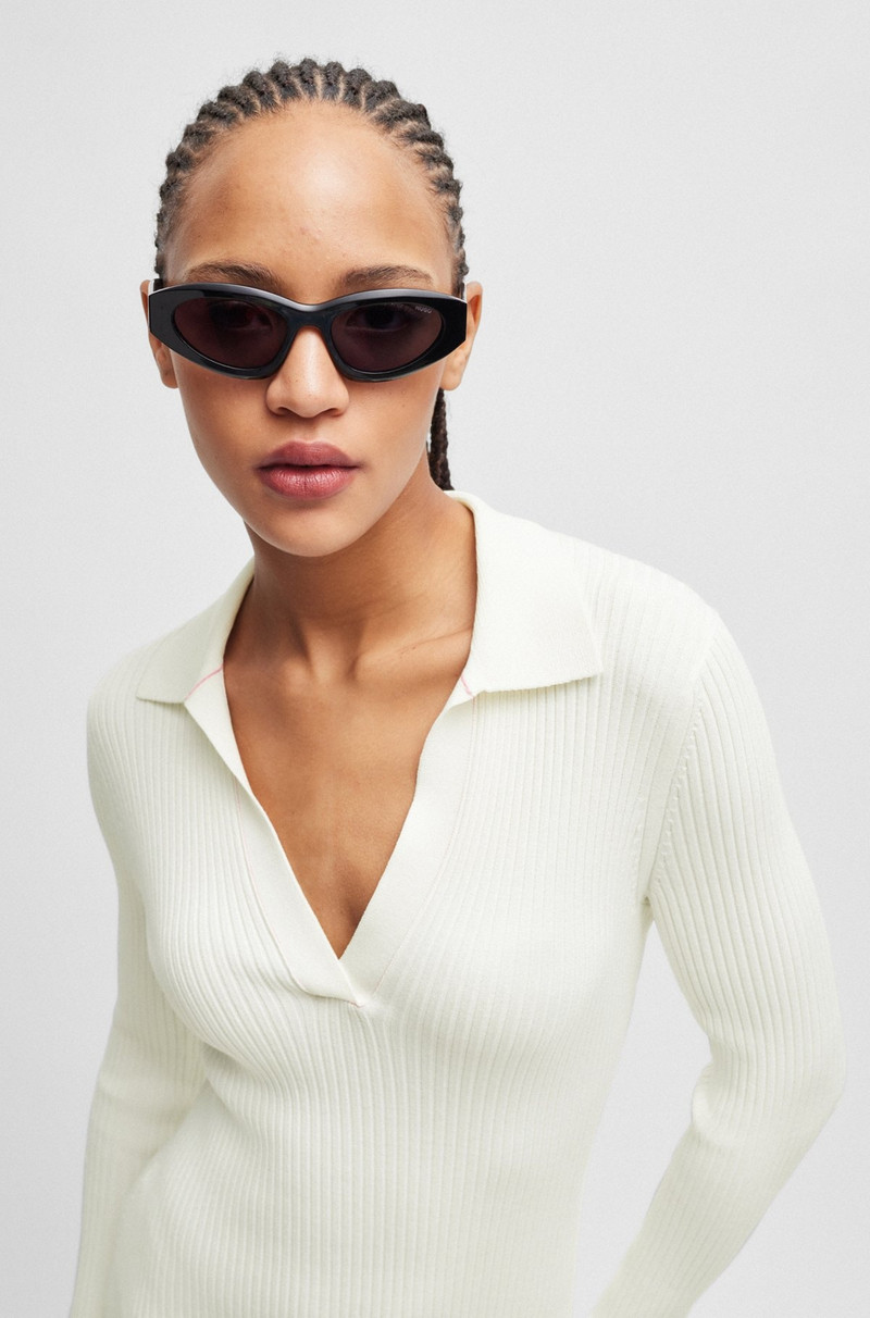 FRONT-SLIT POLO DRESS IN RIBBED CREPE 4