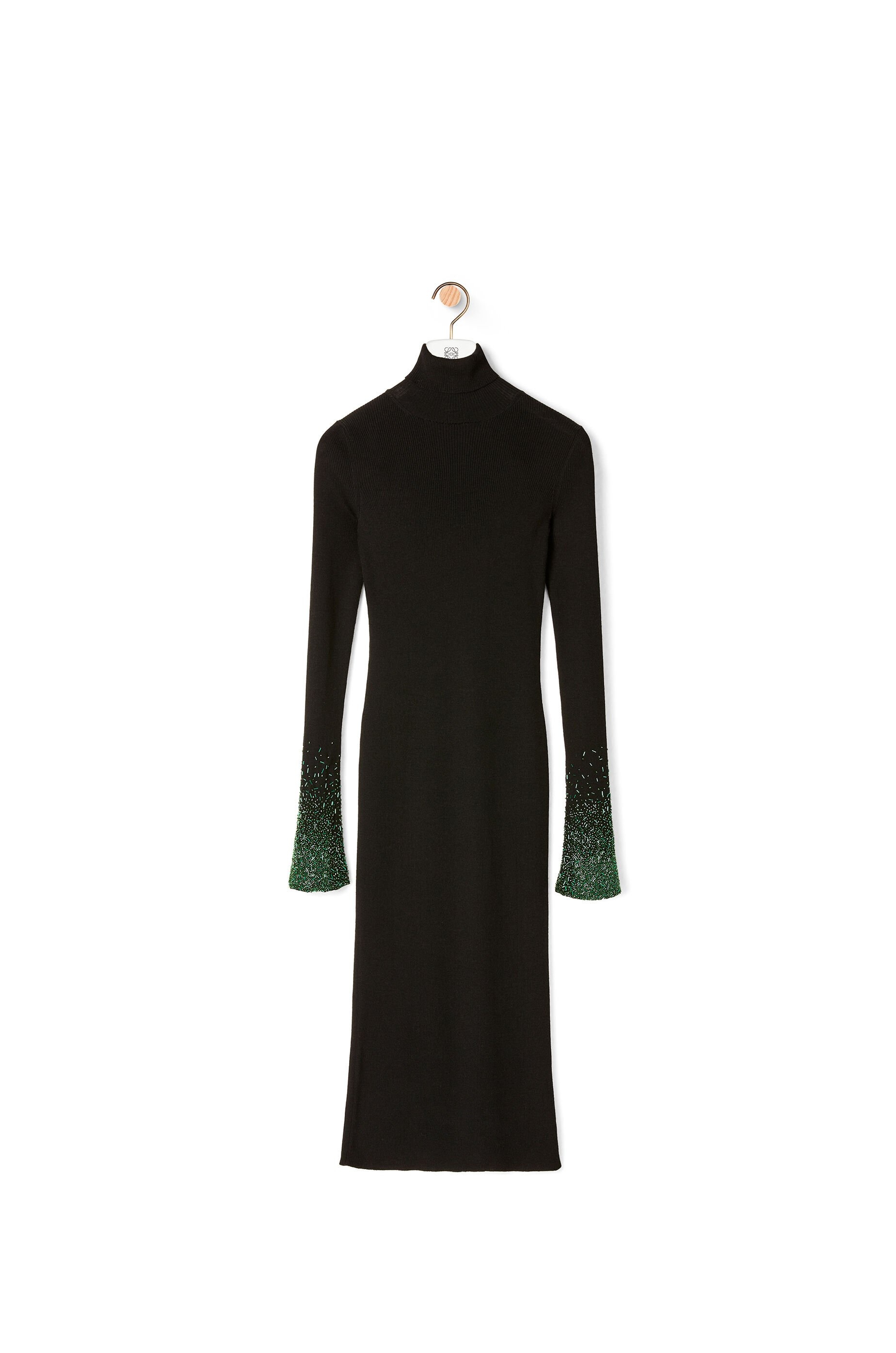 Turtleneck embellished midi dress in wool - 1