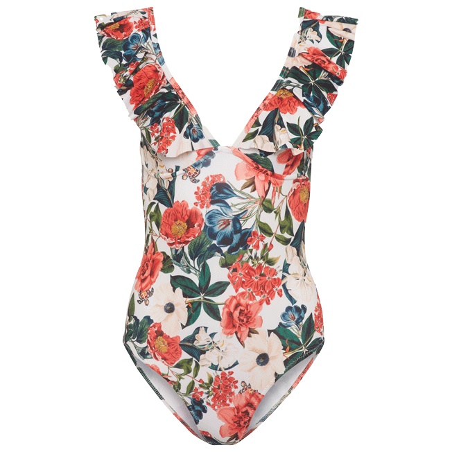 Women One piece Swimsuit Tropical Blooms - 1