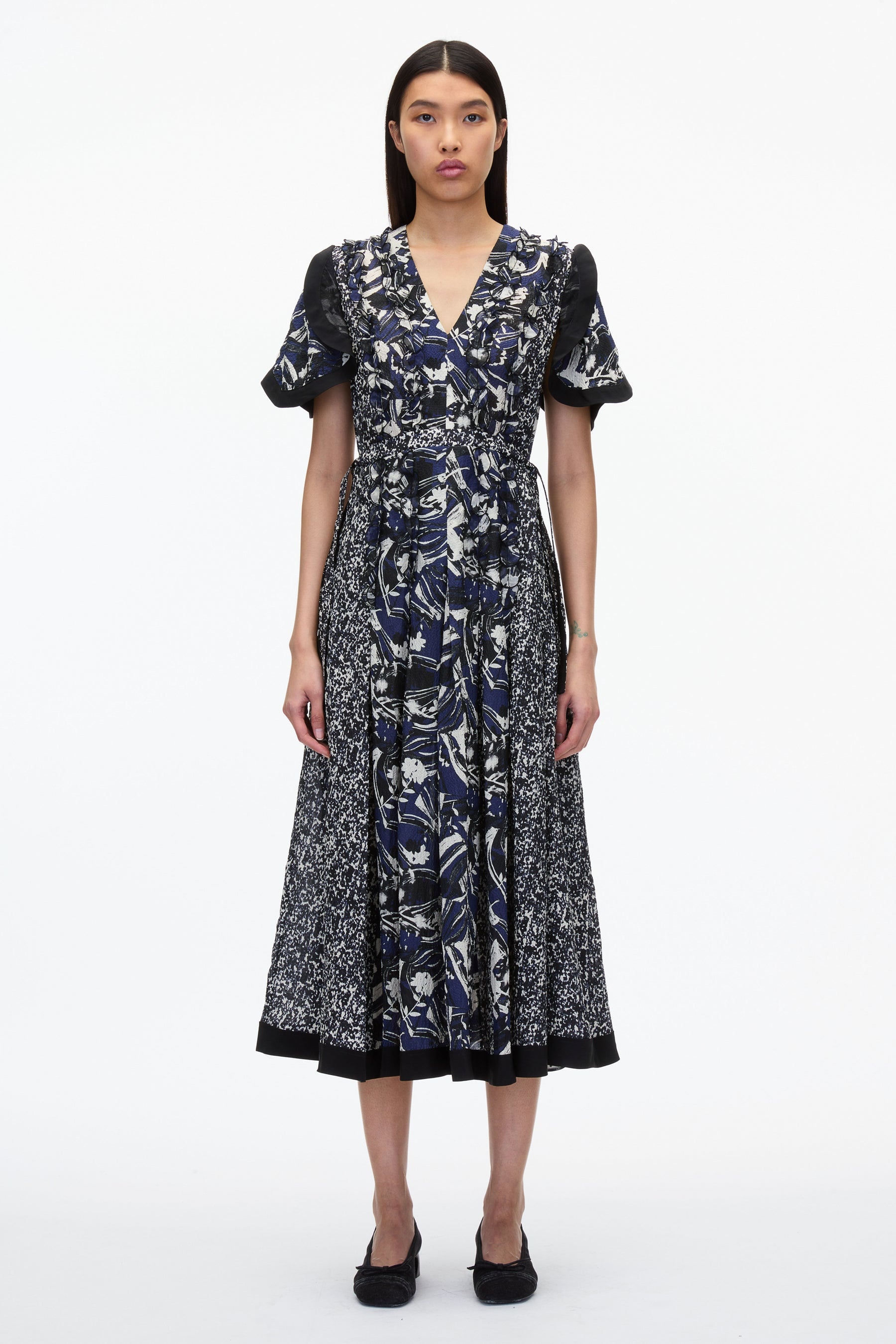 Floral Impressions Midi Dress with Petal Sleeves - 1