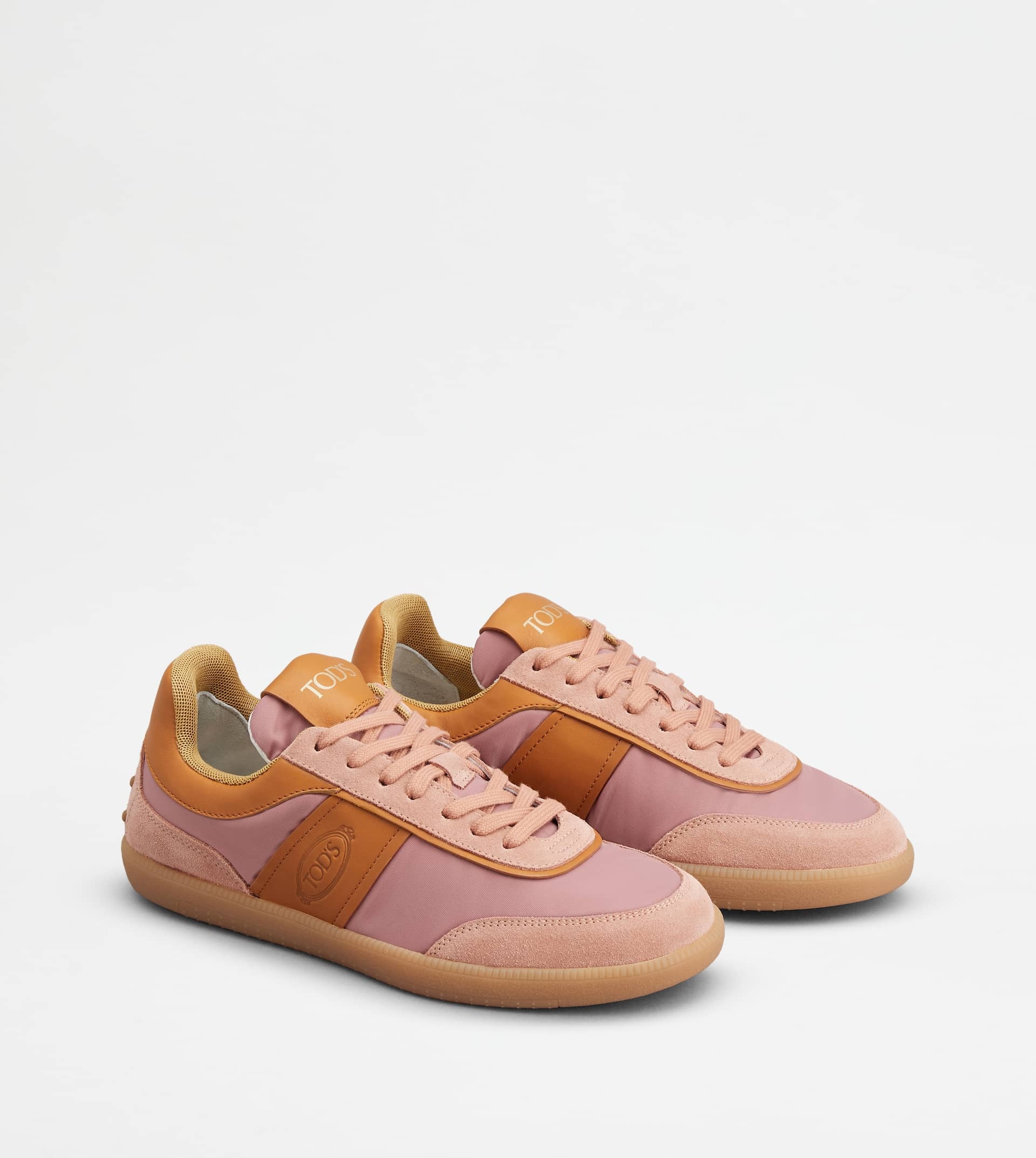 TOD'S TABS SNEAKERS IN SUEDE AND FABRIC - ORANGE, PINK - 3